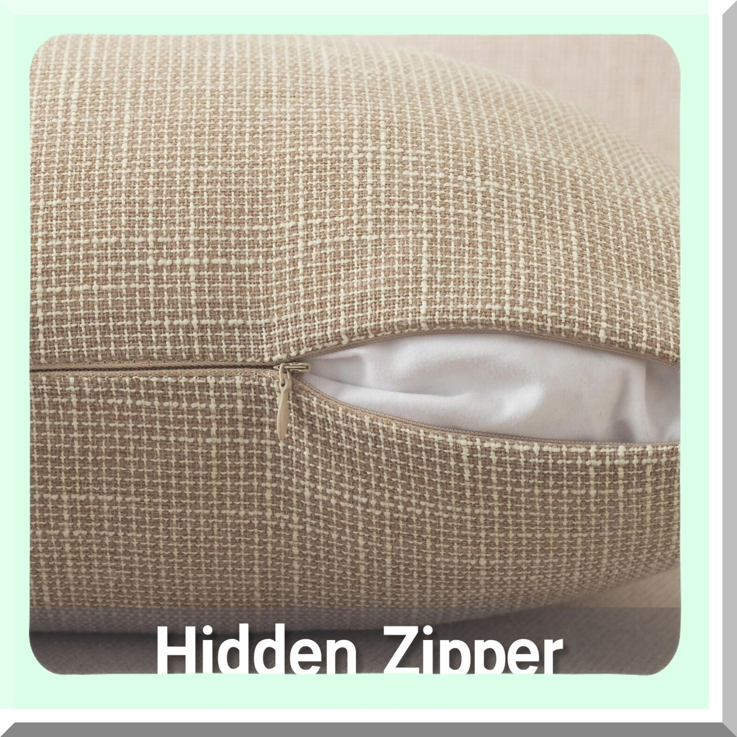 Spring Farmhouse Linen Pillow Covers - Set of 2 Decorative Throw Pillowcases for Sofa Couch Bed Garden - 24x24 Inch Beige - Woven Texture