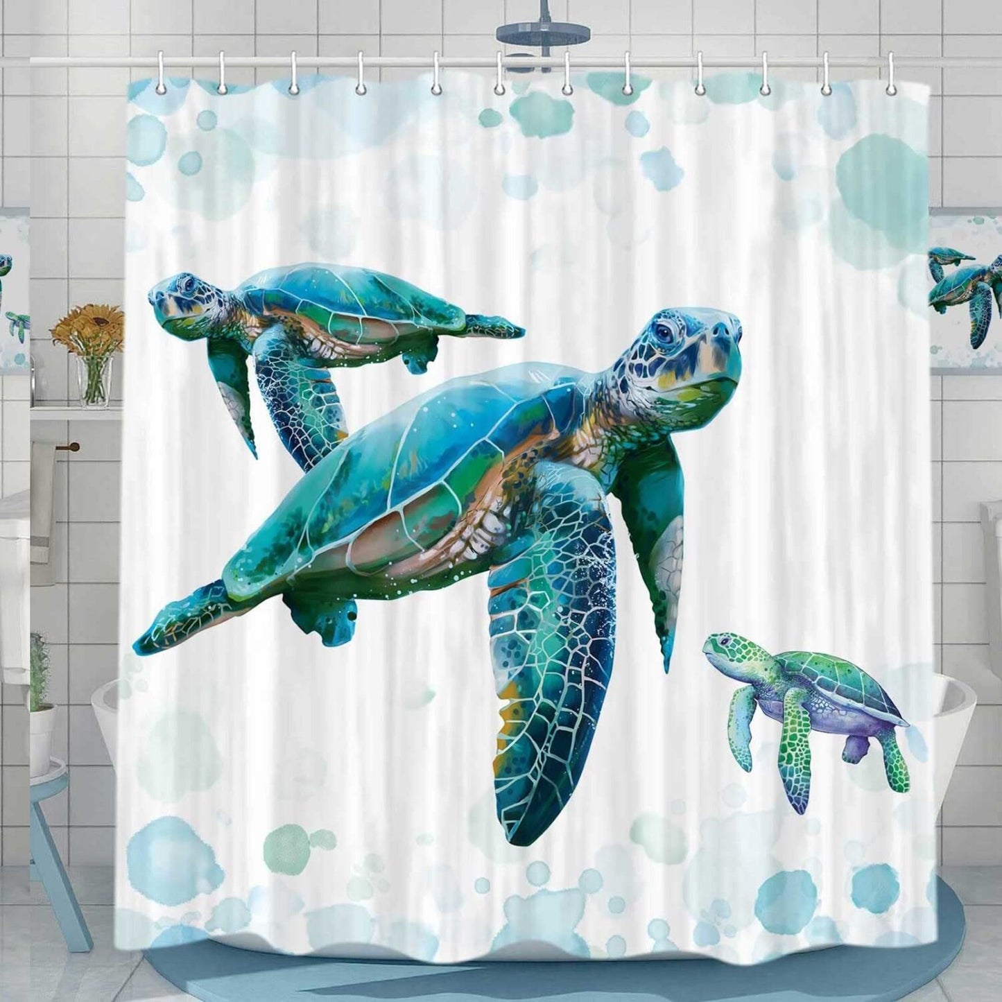 Sea Turtle Shower Curtain 72x72 Inches