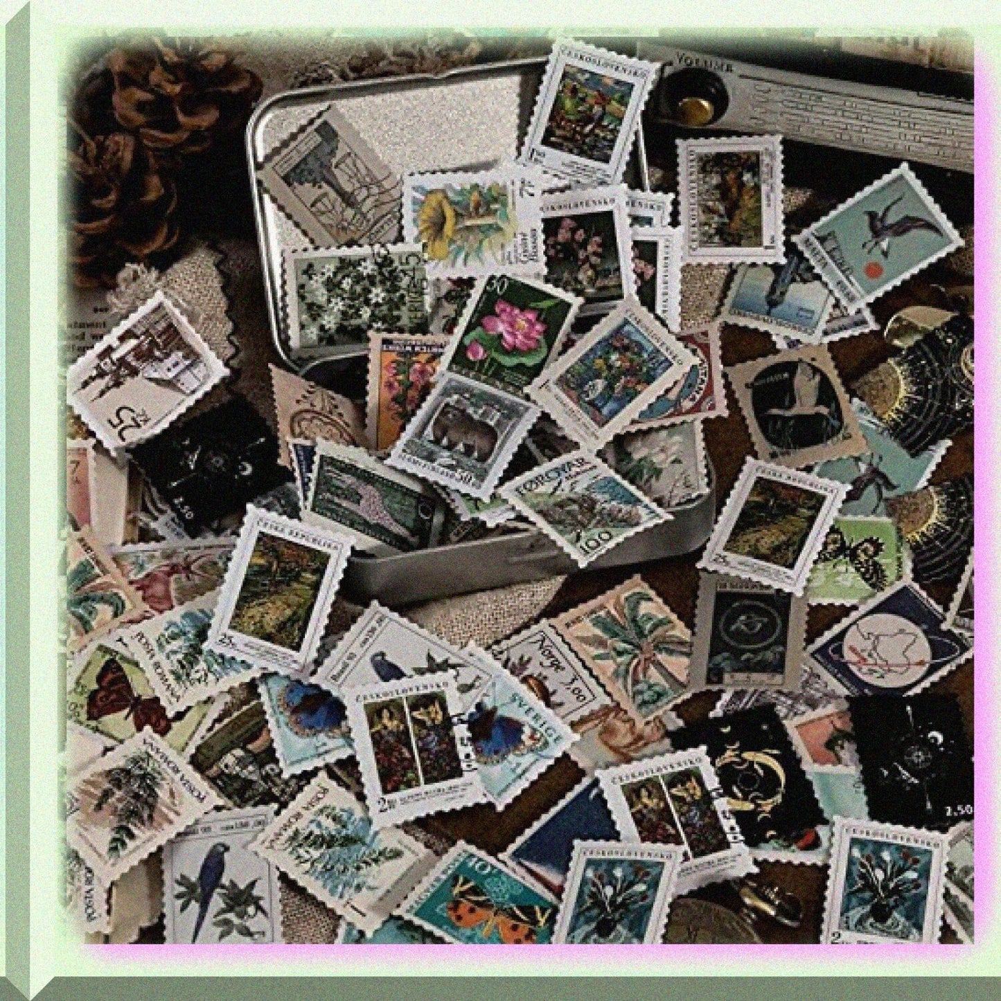 184Pcs Vintage Postage Stamp Sticker Pack