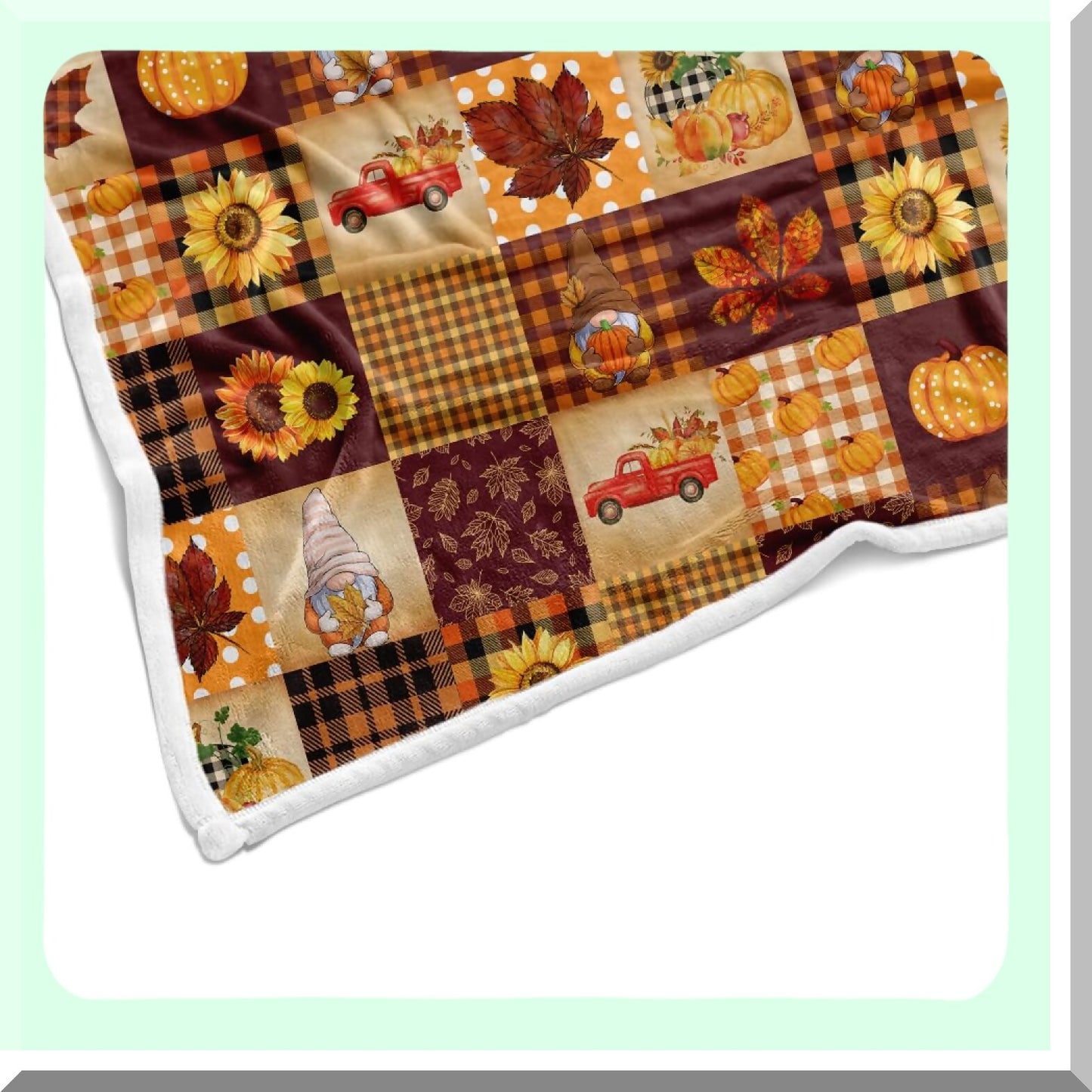 Autumn Harvest Cozy Throw - Soft Fuzzy Plush Blanket for Couch, Sofa, or Bed - Luxury Flannel Lap Blanket with Pumpkin and Leaves Design - Perfect for Kids and Adults