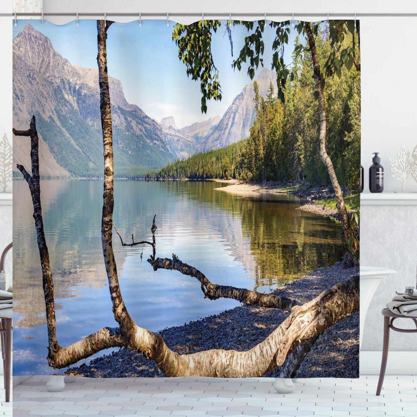 Glacier National Park Shower Curtain 69x70 Green Blue