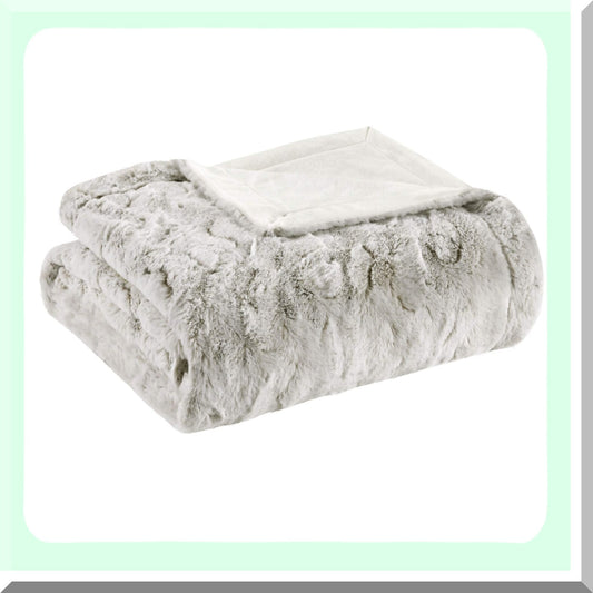 CozyLux Snow Leopard Oversized Plush Throw - Ultra Soft Mink Reverse, Modern Cold Weather Blanket for Bed & Sofa, 60x70