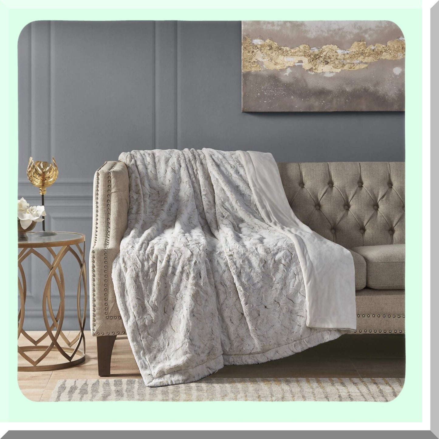 CozyLux Snow Leopard Oversized Plush Throw - Ultra Soft Mink Reverse, Modern Cold Weather Blanket for Bed & Sofa, 60x70