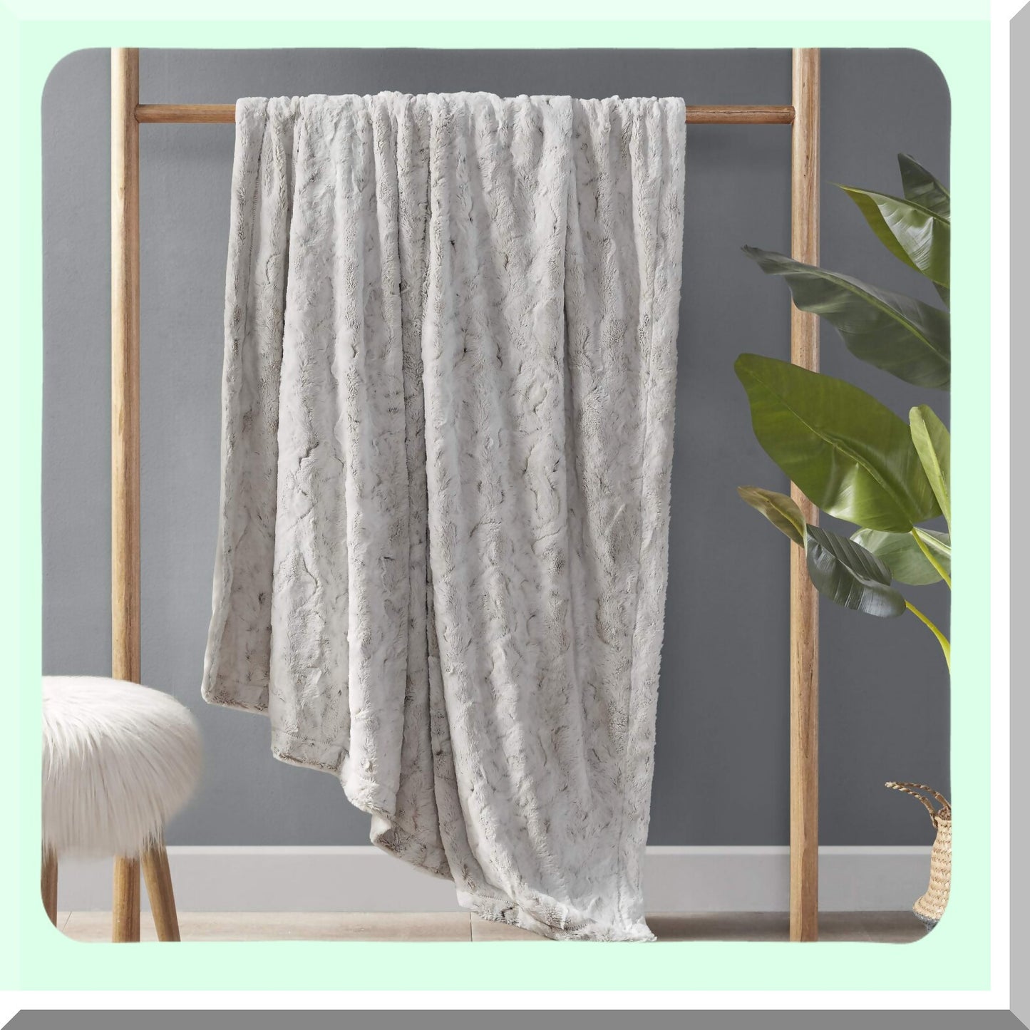 CozyLux Snow Leopard Oversized Plush Throw - Ultra Soft Mink Reverse, Modern Cold Weather Blanket for Bed & Sofa, 60x70