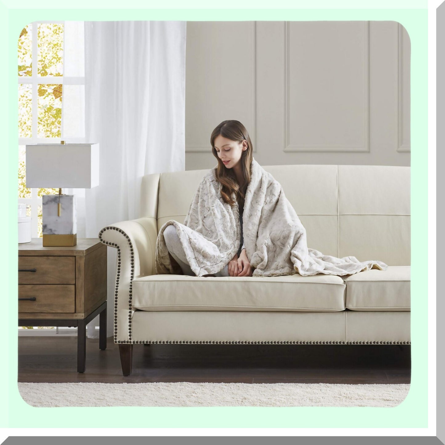 CozyLux Snow Leopard Oversized Plush Throw - Ultra Soft Mink Reverse, Modern Cold Weather Blanket for Bed & Sofa, 60x70