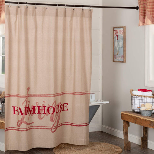 Red Farmhouse Shower Curtain 72x72