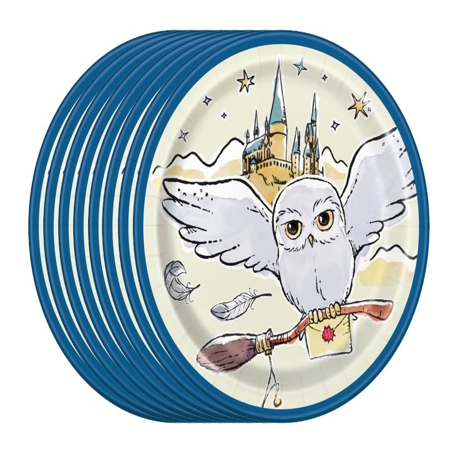 Wizarding World Party Pack: 24 Cake Plates & Dino Sticker Sheet - Magical Harry Potter Themed Supplies for Birthdays, Events, & Celebrations