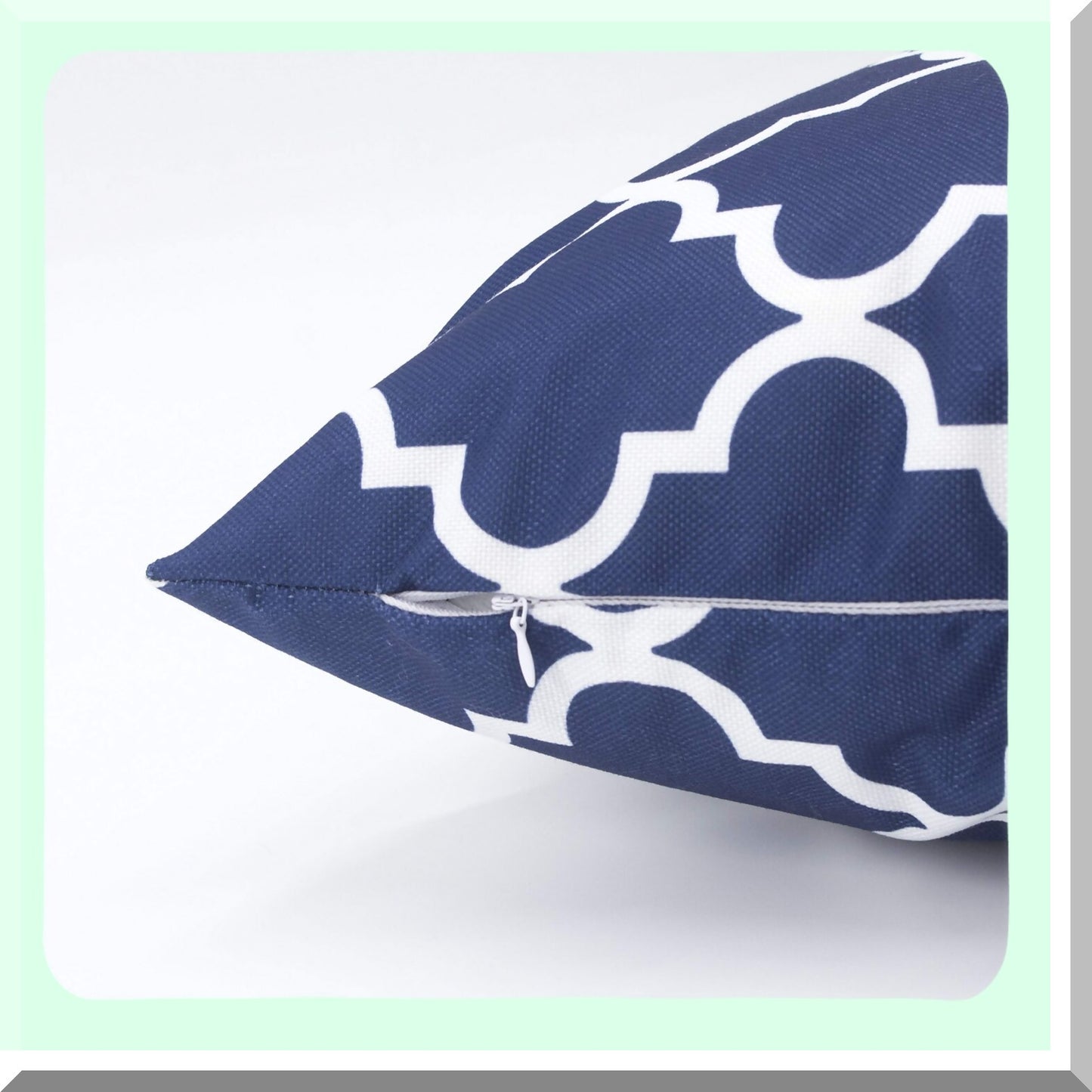 Modern Geometric Accent Pillow Covers - Set of 2 Soft Canvas Throw Cushion Cases for Couch Sofa Home Decor. Hidden Zipper Closure, 18 x 18 Inches, Navy Blue & White.