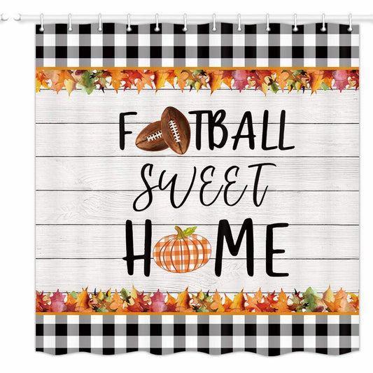Thanksgiving Fall Shower Curtain with Pumpkins and Maple Leaves