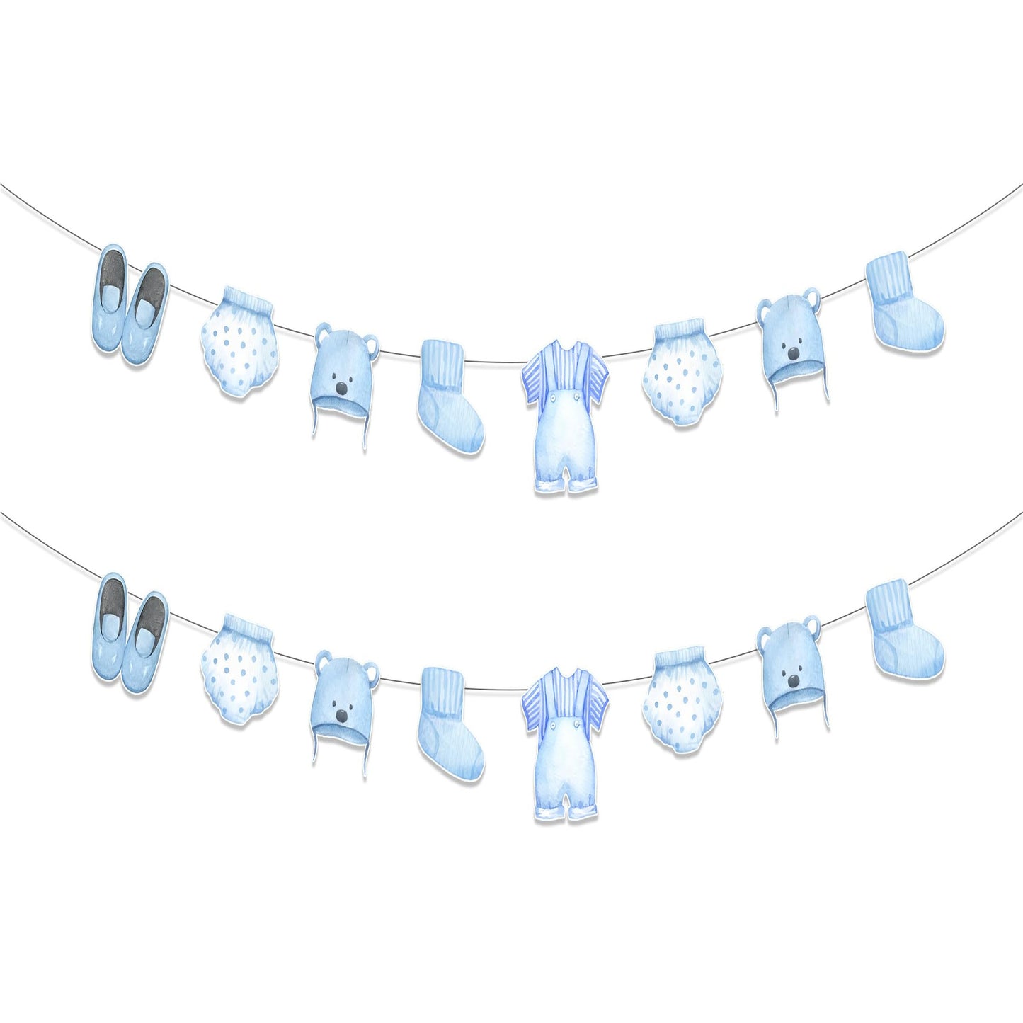 Baby Shower Banners for Boy Blue Clothes Garland Pack