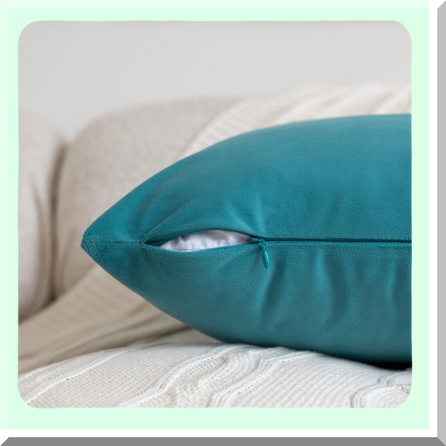 Luxury Teal Velvet Pillowcase Set - 18x18 Decorative Square Cushion Covers - Soft Solid Throw Pillow Covers for Bedroom & Living Room Decor