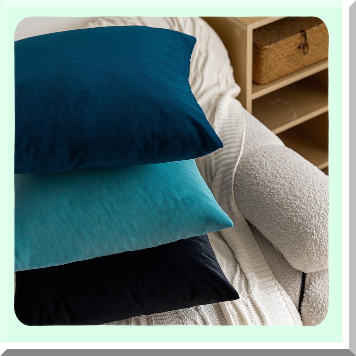 Luxury Teal Velvet Pillowcase Set - 18x18 Decorative Square Cushion Covers - Soft Solid Throw Pillow Covers for Bedroom & Living Room Decor