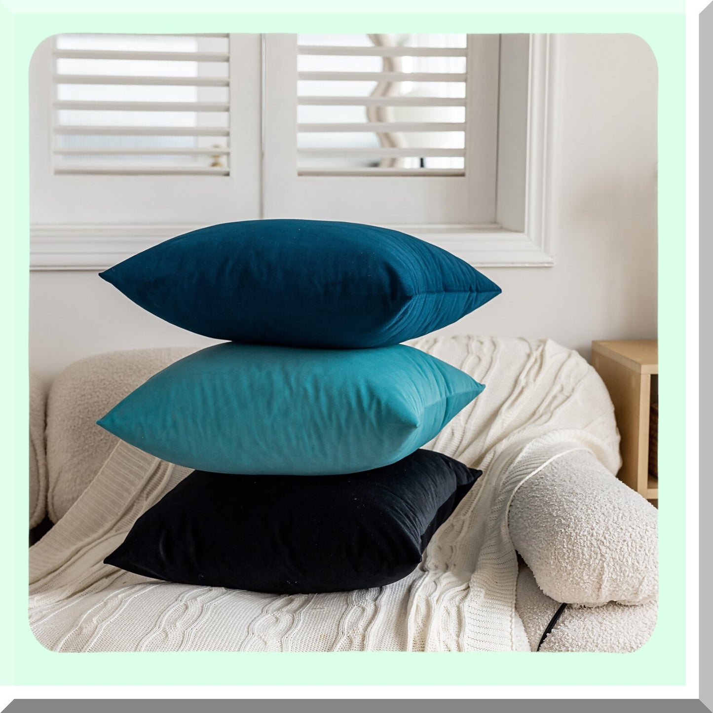 Luxury Teal Velvet Pillowcase Set - 18x18 Decorative Square Cushion Covers - Soft Solid Throw Pillow Covers for Bedroom & Living Room Decor