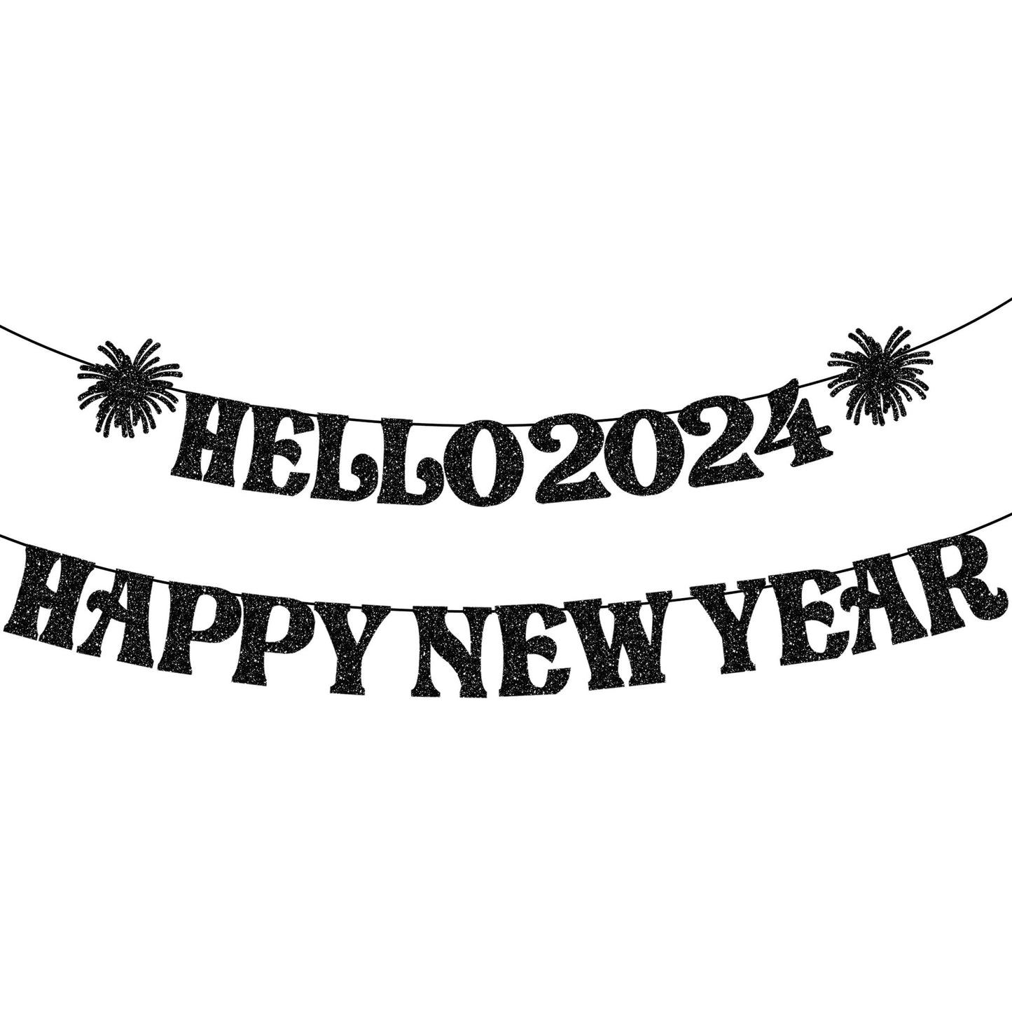 Black Glitter New Year Banner 2024 for Celebrations