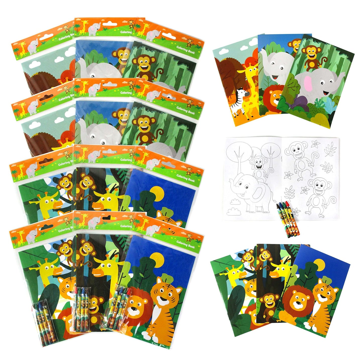 Safari Zoo Coloring Book Set with Crayons for Kids