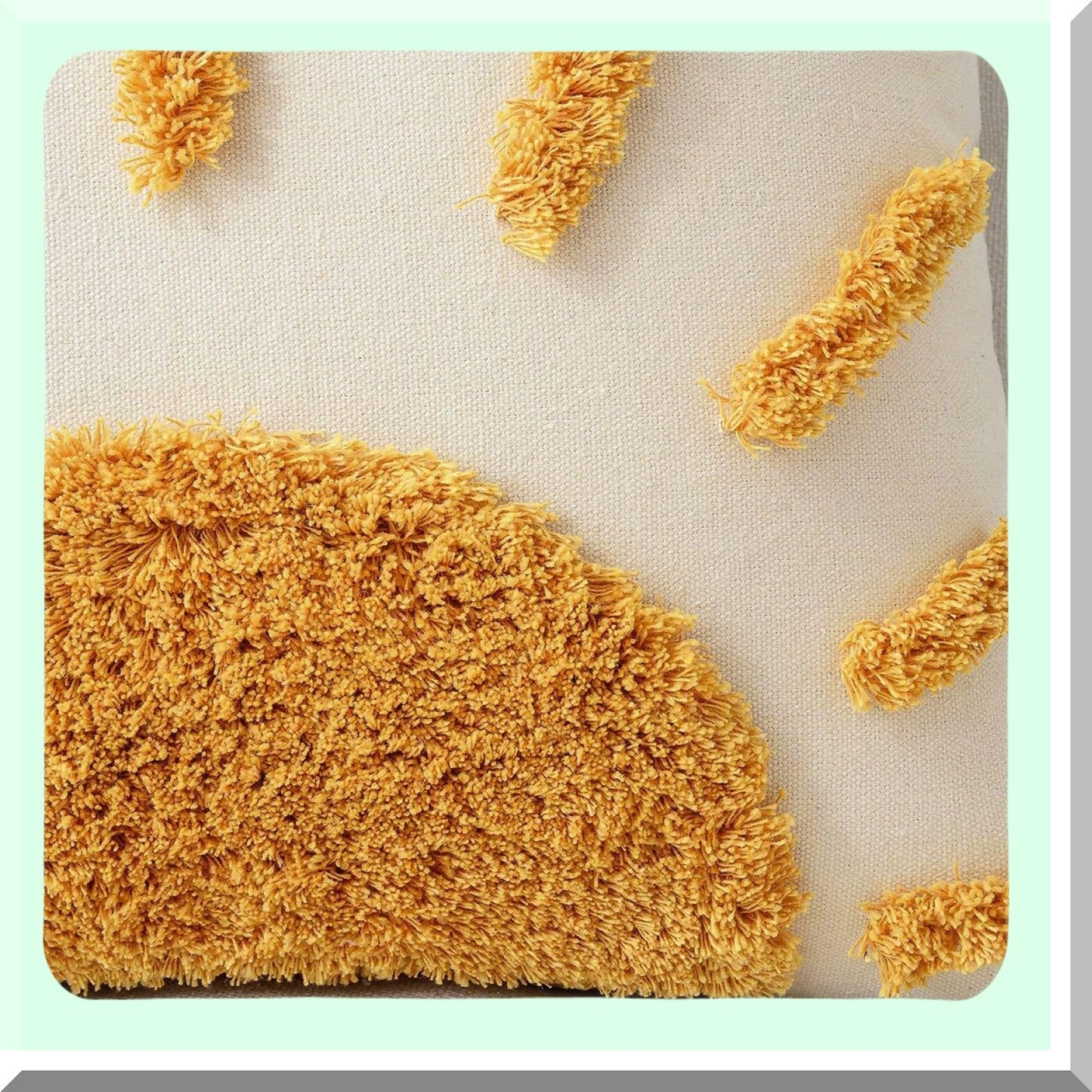 Boho Sun Tufted Tassel Pillow Cover - Rustic Farmhouse Decorative Cushion Case for Couch, Living Room & Outdoor - 18x18 Inch - Modern Home Accent - 1Pc