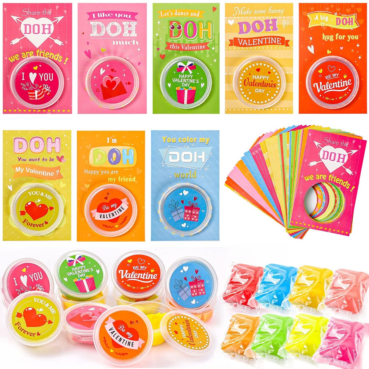 Valentine's Play-Dough Party Pack - 32 Fun Cards & Gifts for Kids! Perfect for Clroom Exchanges, School Parties, Boys & Girls. Get Yours Now!