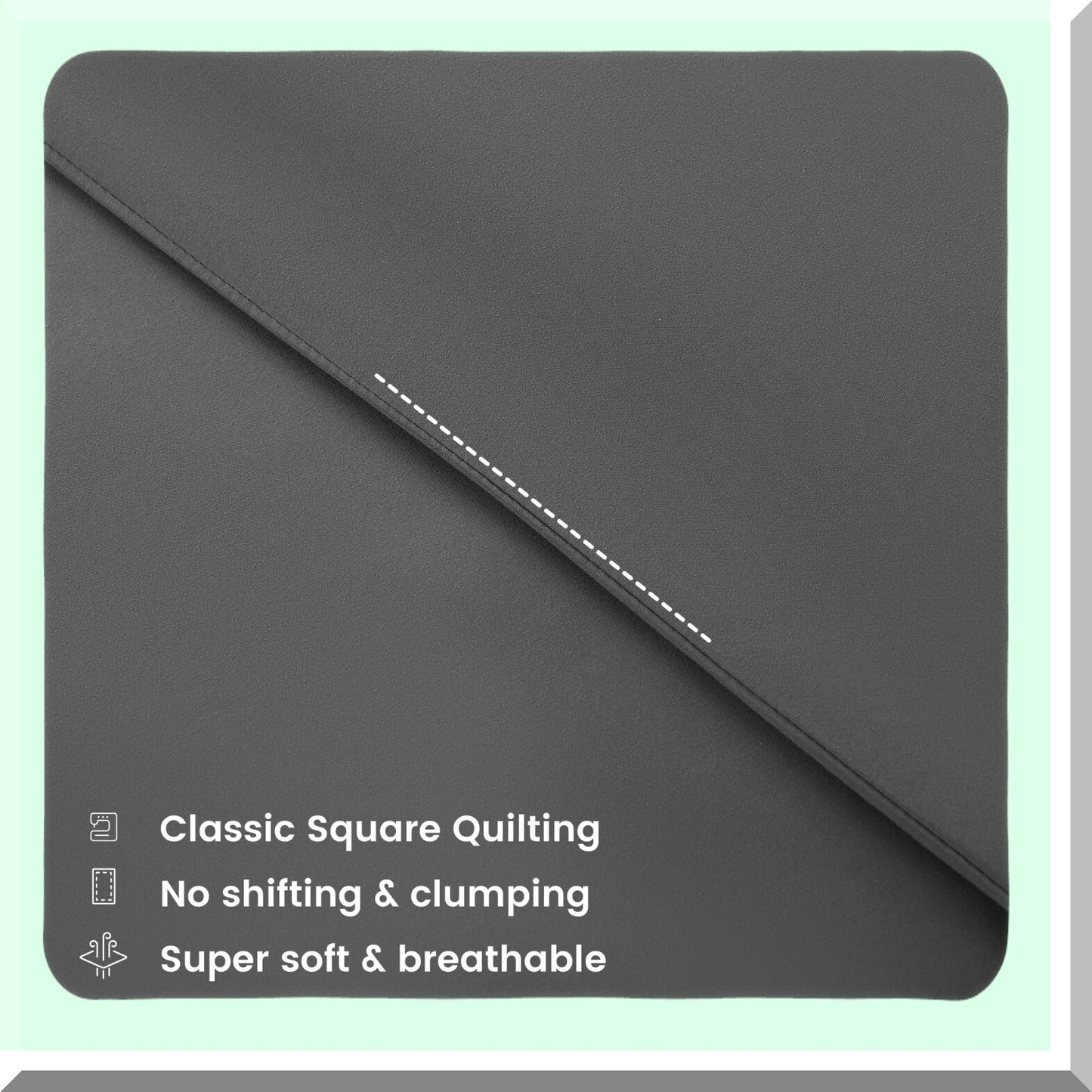 CoolBreeze Reversible Queen Comforter Set - All Season Soft Breathable Bedding with Down Alternative Fill, Square Quilting in Grey Color.