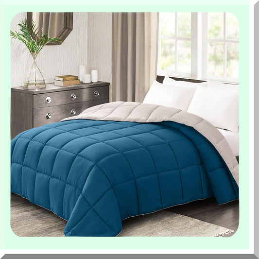 Teal Dream Comforter - Lightweight Down Alternative Bedding for All Seasons, Reversible Quilted Duvet Insert for Soft and Cozy Sleep Experience