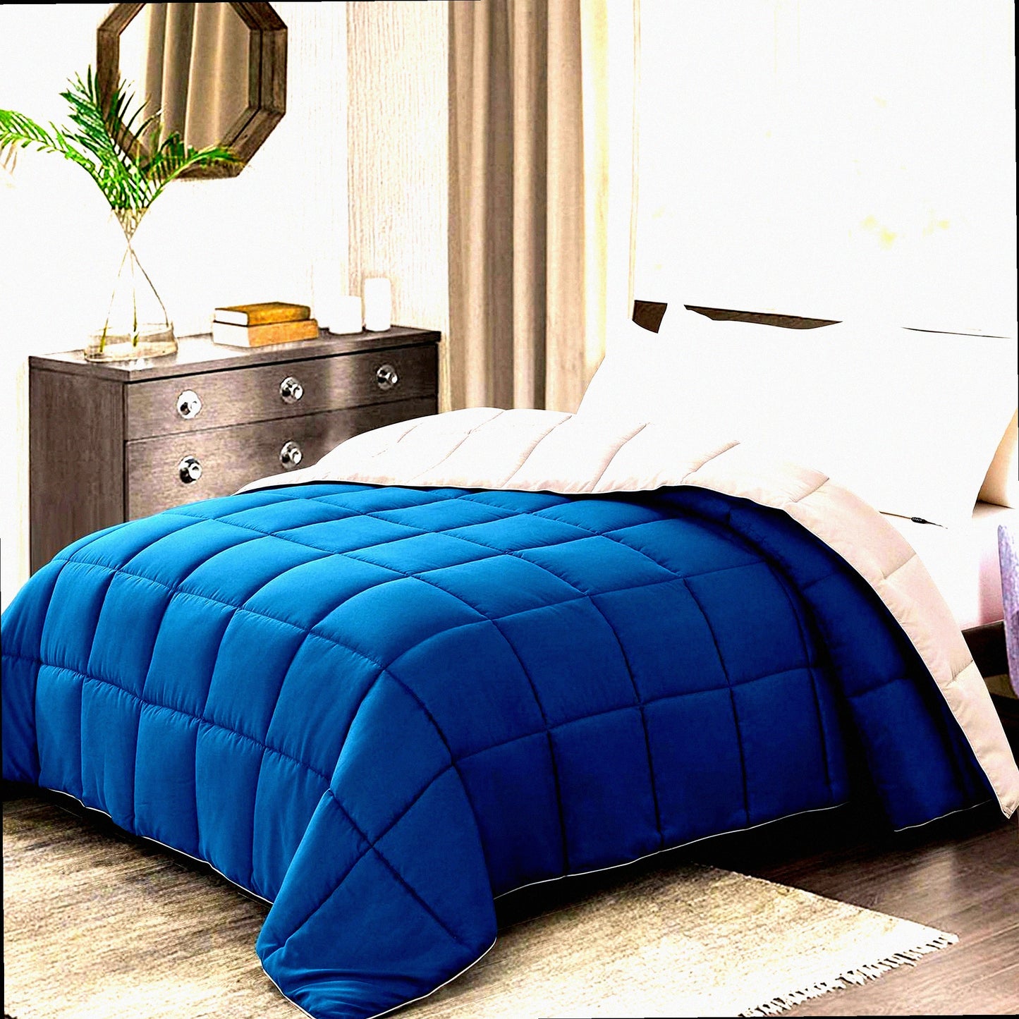 Teal Dream Comforter - Lightweight Down Alternative Bedding for All Seasons, Reversible Quilted Duvet Insert for Soft and Cozy Sleep Experience