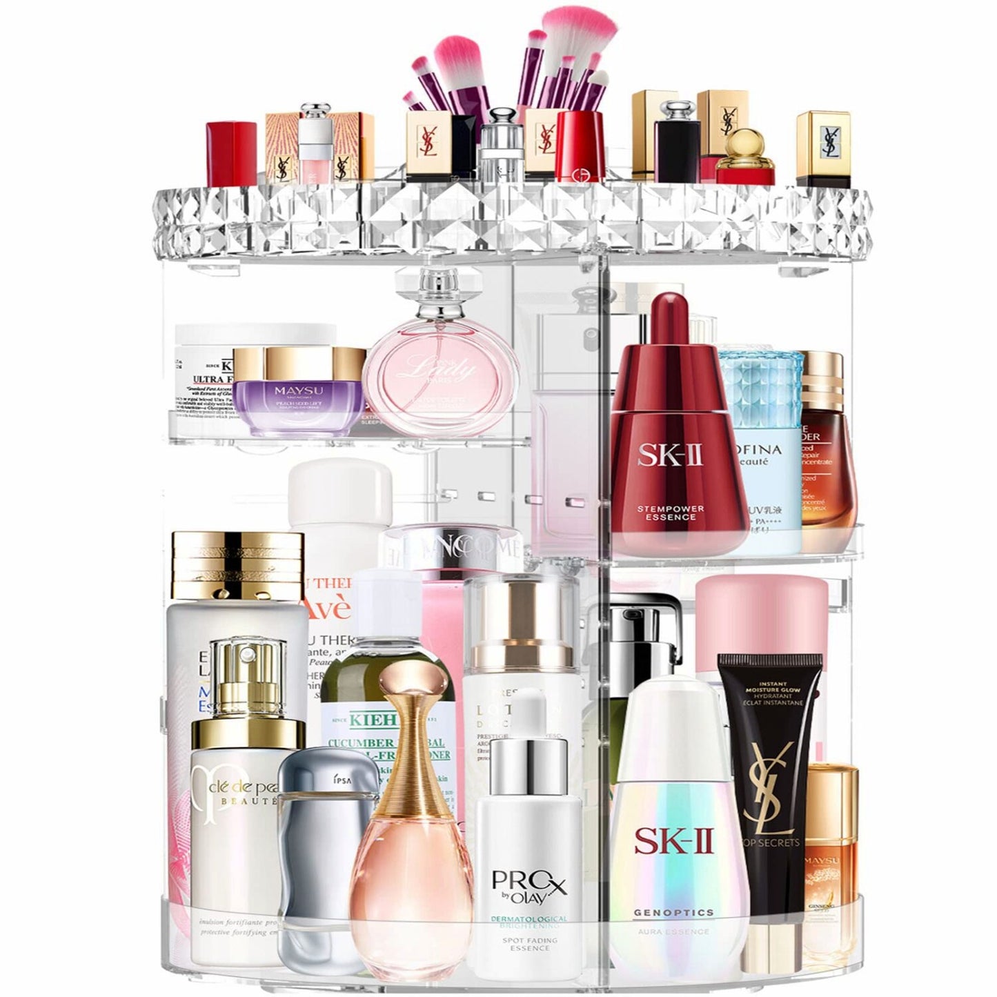360 Rotating Makeup Organizer with Adjustable Layers