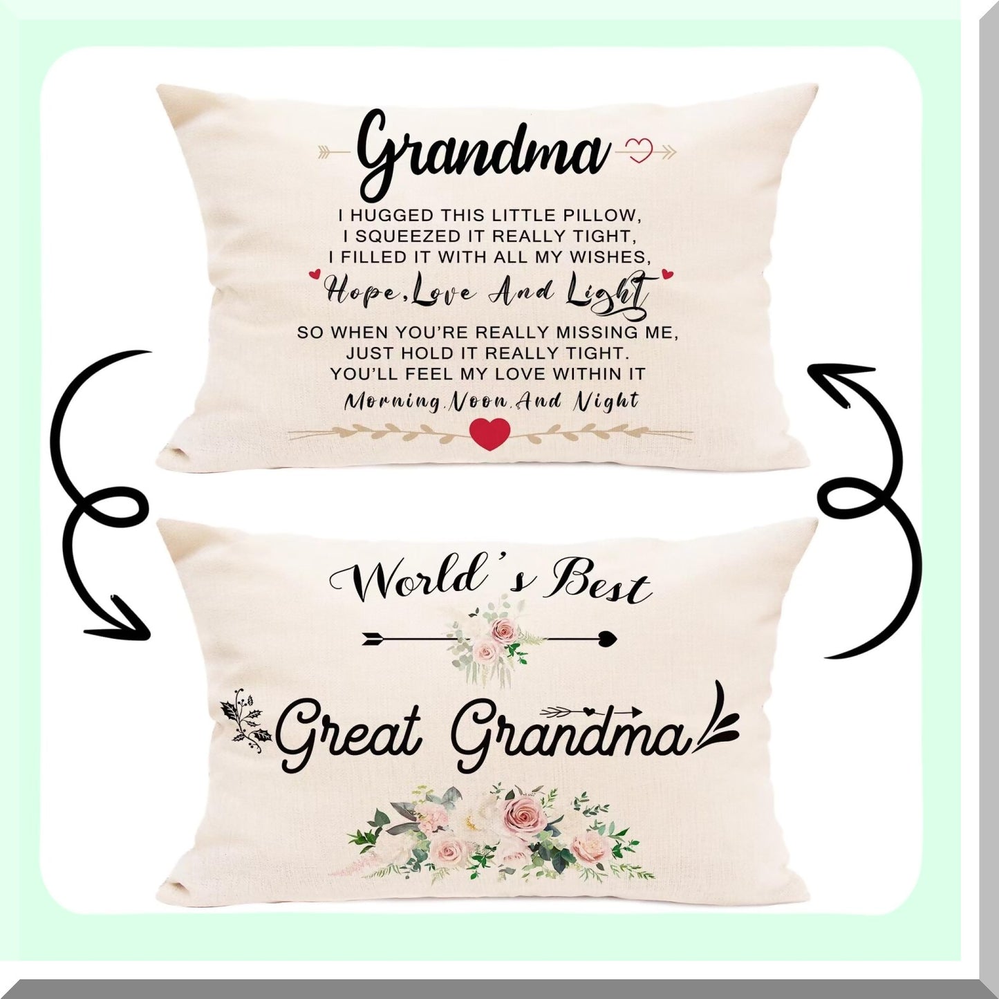 Generations Love Lumbar Pillow Cover - Grandma & Nana Gifts, 20x12 Inch, Birthday Present from Grandchildren, Double Sided Print, Granddaughter Grandson Sentimental Gift