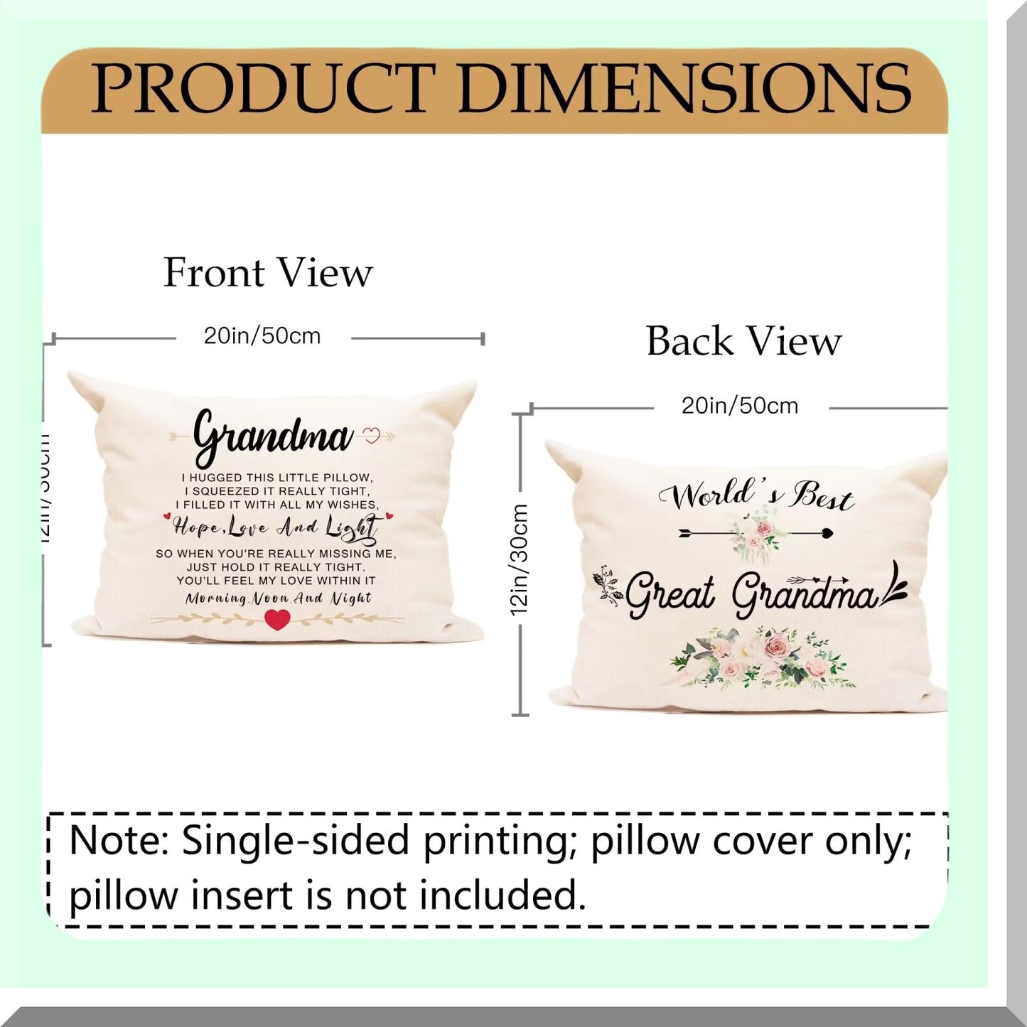 Generations Love Lumbar Pillow Cover - Grandma & Nana Gifts, 20x12 Inch, Birthday Present from Grandchildren, Double Sided Print, Granddaughter Grandson Sentimental Gift