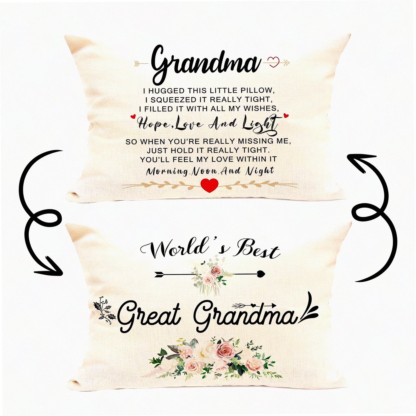 Generations Love Lumbar Pillow Cover - Grandma & Nana Gifts, 20x12 Inch, Birthday Present from Grandchildren, Double Sided Print, Granddaughter Grandson Sentimental Gift