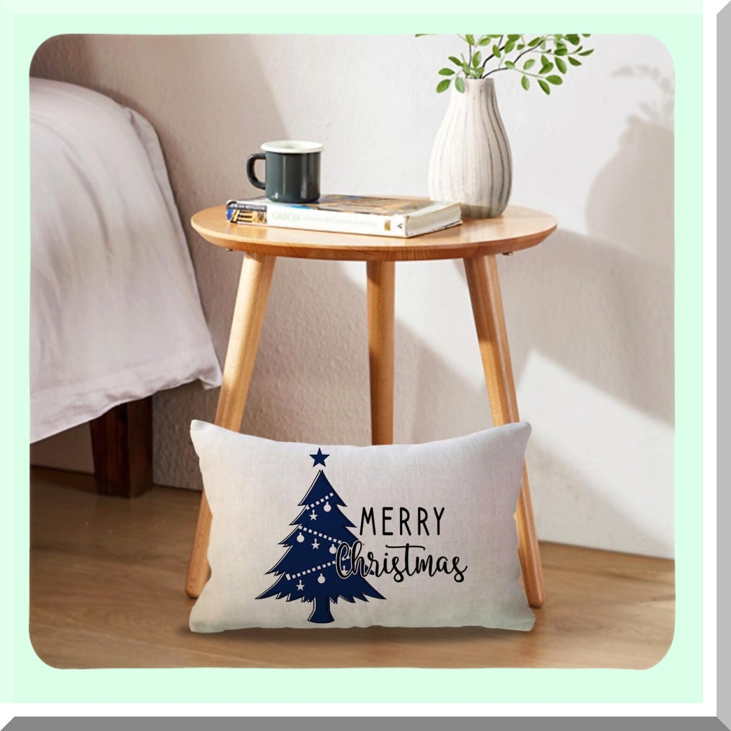 Winter Wonderland Pillowcase Set - Blue Snow Tree Joy Holiday Decorative Throw Pillow Covers for Couch/Sofa - Farmhouse Lumbar Cushion Cases 12x20 - Set of 2