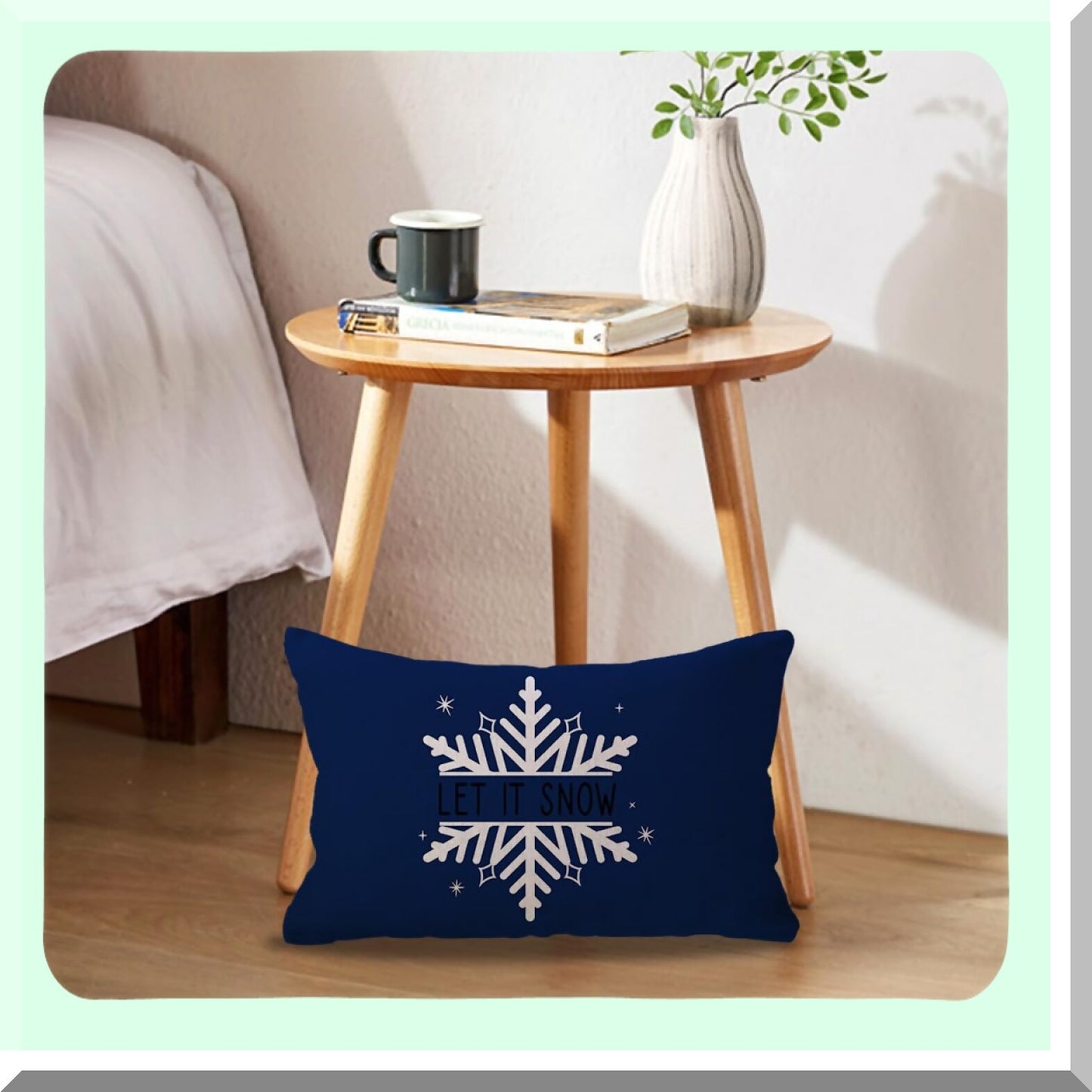 Winter Wonderland Pillowcase Set - Blue Snow Tree Joy Holiday Decorative Throw Pillow Covers for Couch/Sofa - Farmhouse Lumbar Cushion Cases 12x20 - Set of 2