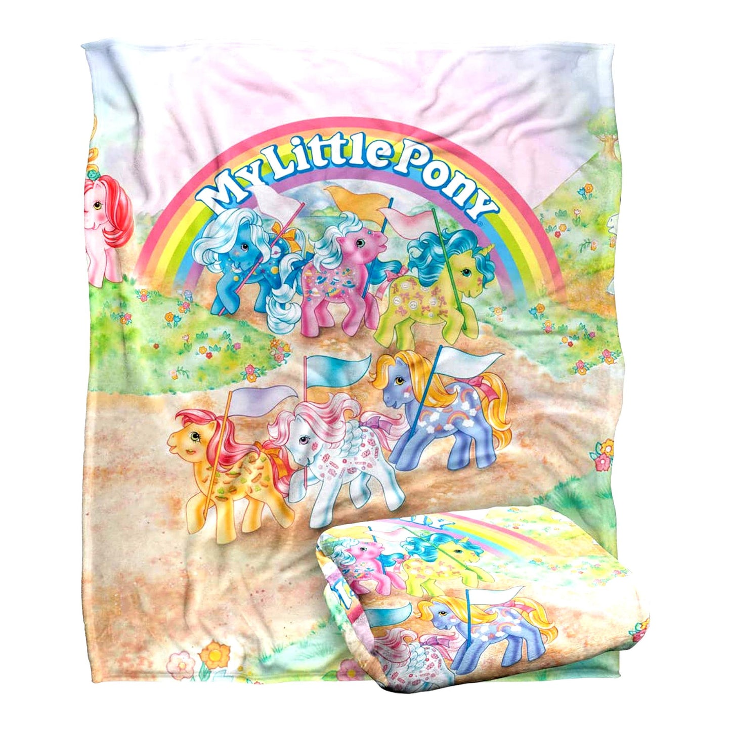 Retro Pony Silky Soft Throw Blanket - 50" x 60" Officially Licensed My Little Pony Clic Ponies