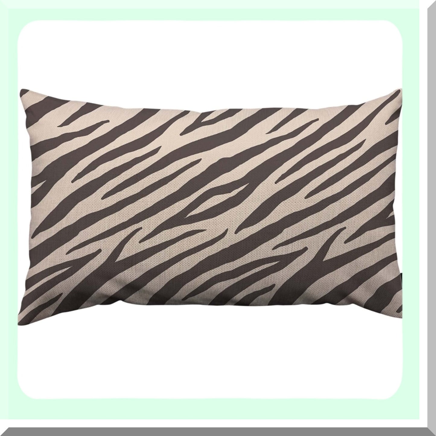 Safari Chic Animal Print Pillow Covers - Set of 2 Decorative Throw Cushion Cases for Home Sofa Couch - Exotic Tiger Zebra Stripe Design - 12x20 Inch Beige Abstract Décor
