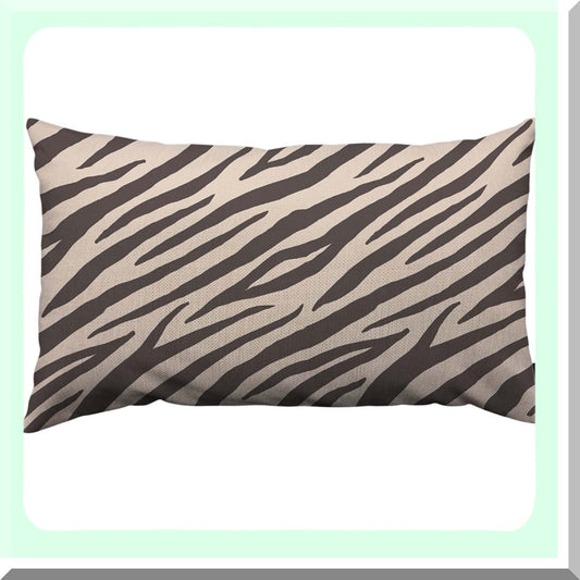 Safari Chic Animal Print Pillow Covers - Set of 2 Decorative Throw Cushion Cases for Home Sofa Couch - Exotic Tiger Zebra Stripe Design - 12x20 Inch Beige Abstract Décor