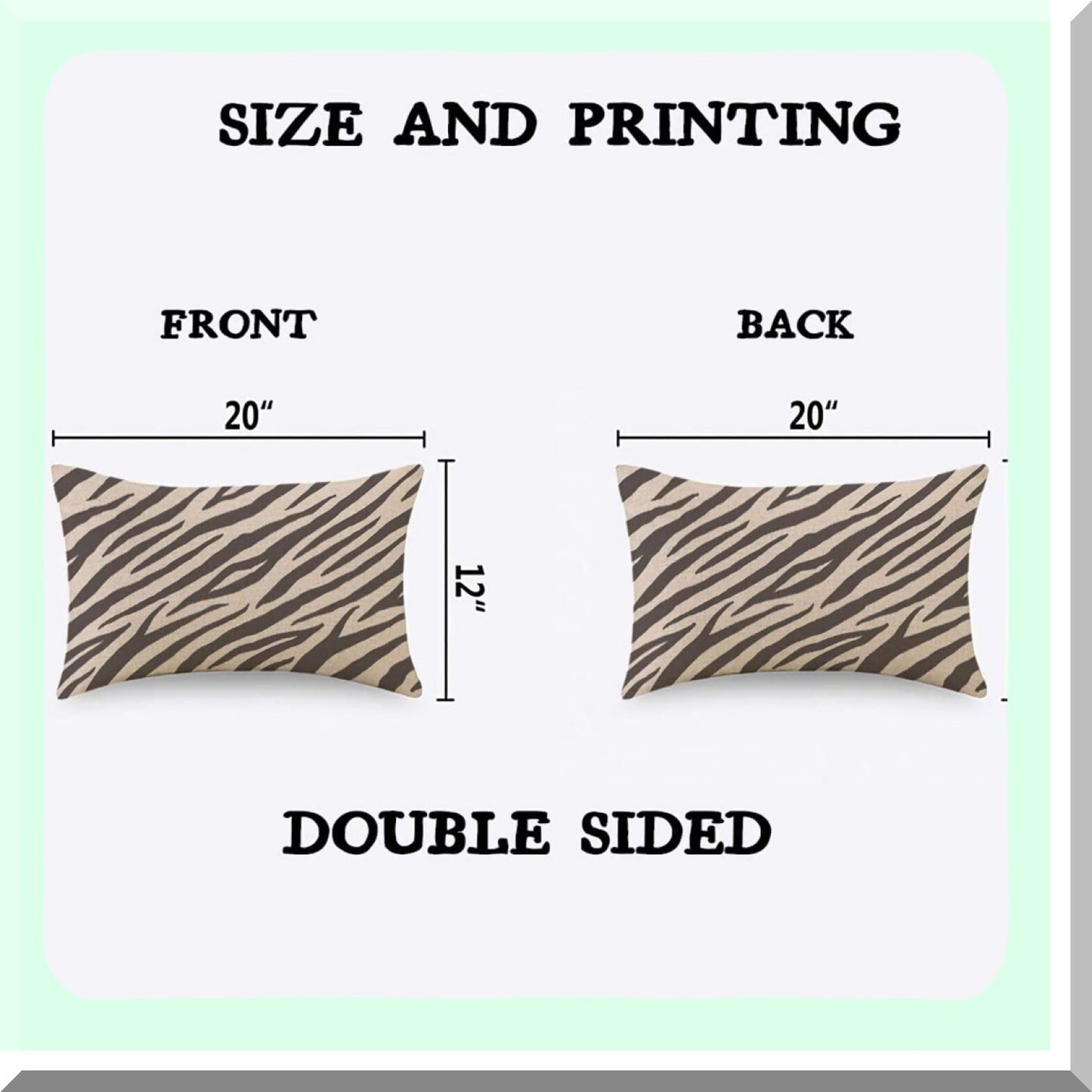 Safari Chic Animal Print Pillow Covers - Set of 2 Decorative Throw Cushion Cases for Home Sofa Couch - Exotic Tiger Zebra Stripe Design - 12x20 Inch Beige Abstract Décor