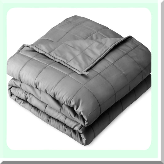 CalmRest All-Natural Cotton Weighted Blanket - 10lb, 40"x60", Twin/Full Size, Premium Heavy Blanket with Nontoxic Glass Beads, Light Grey"