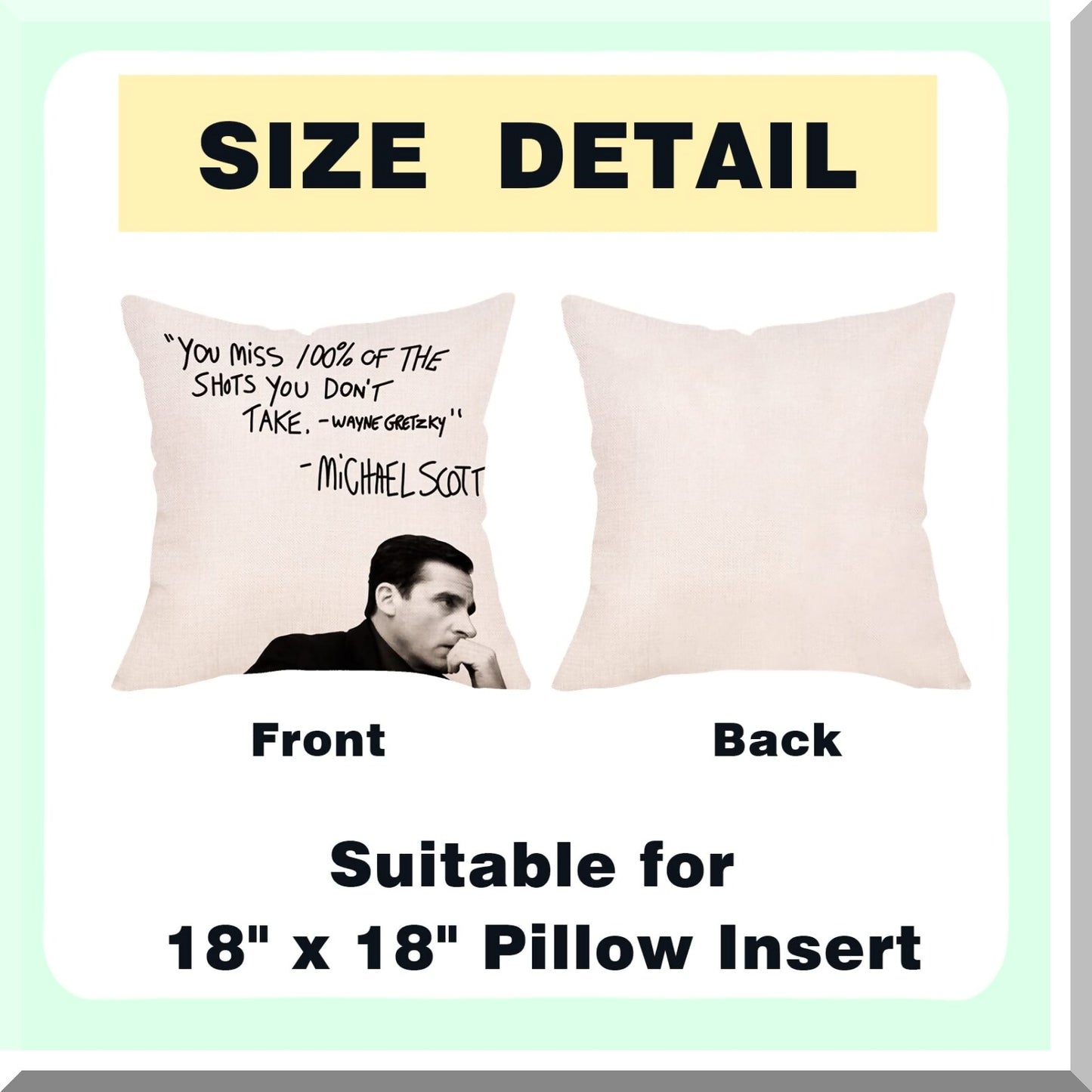 Funny Farmhouse Quote Decorative Throw Pillow Cover - Wayne Gretzky Michael Scott Cushion Case - Seasonal Home Square Pillowcase Sofa Couch Decoration 18x18 for The Office TV Show Lover