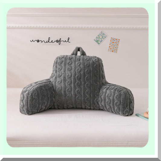 CozyRest Neck Support Reading Pillow - Backrest Pillows with Arms for Watching, Reading, Working - Grey Comfort Bed Rest Pillow