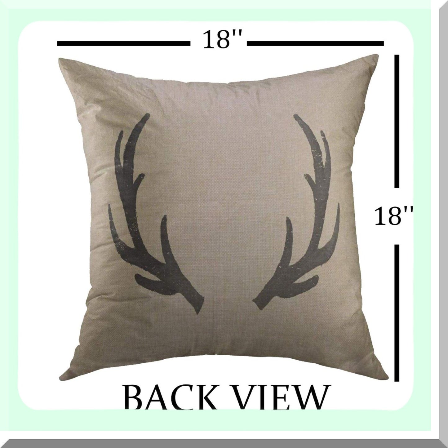 Rustic Lodge Deer Burlap Pillow Cover - Farmhouse Sofa Couch Decorative Case 18x18 Inch - Stag Black Throw