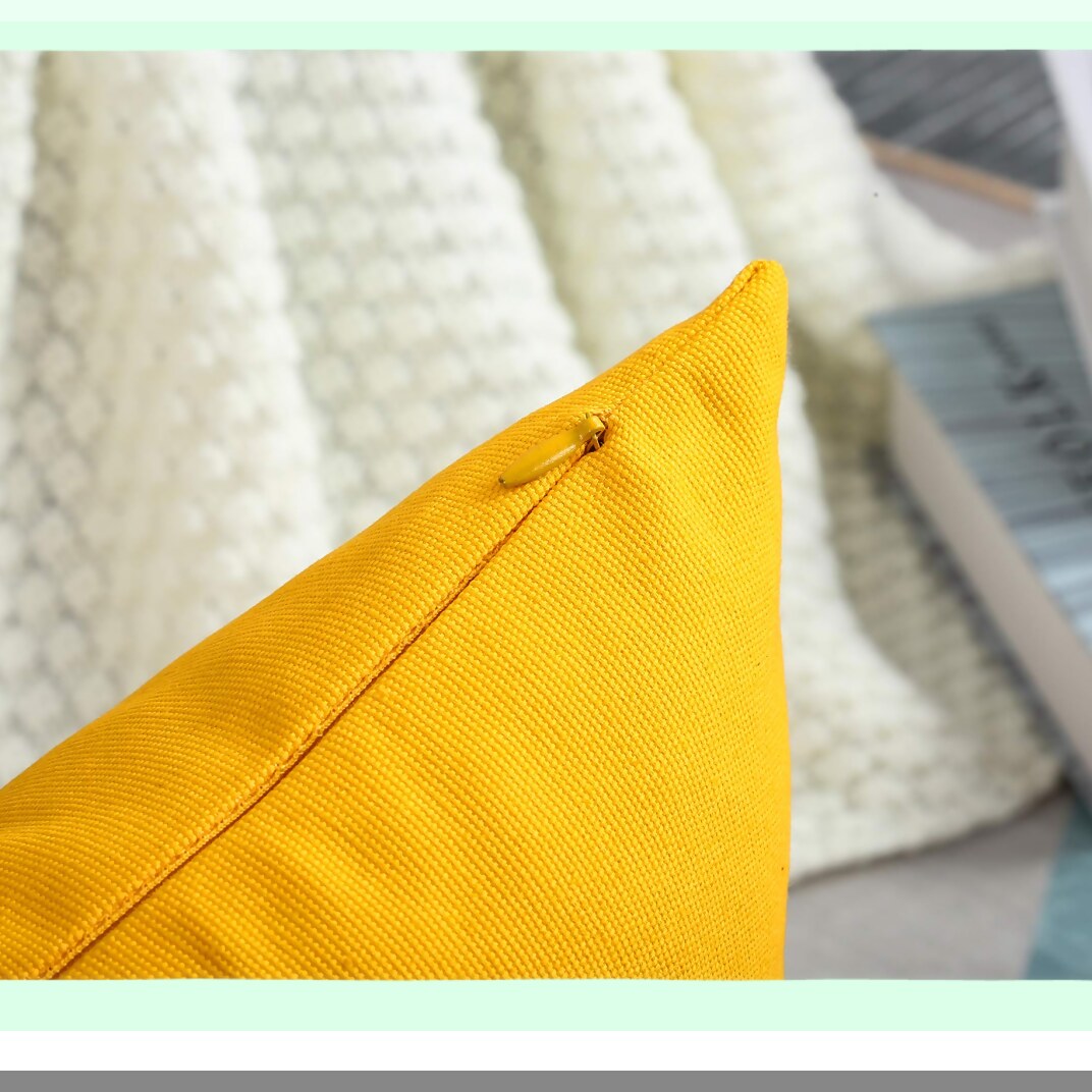 Golden Canvas Pillow Covers - Set of 2 Decorative Solid 100% Cotton Cushion Covers in 45 Colors - 16"x16" Size - Yellow Gold Accent Pillows