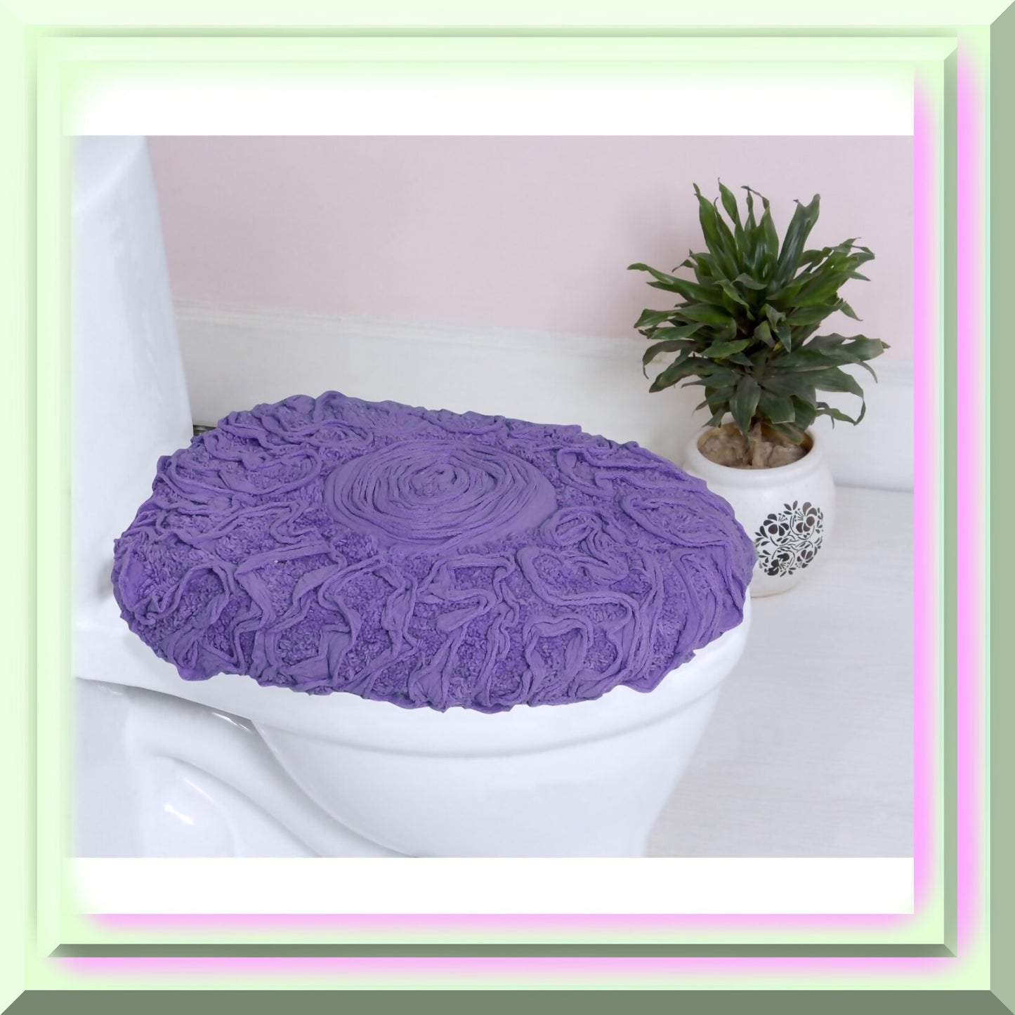 18x18 Cotton Tufted Bath Rug Purple