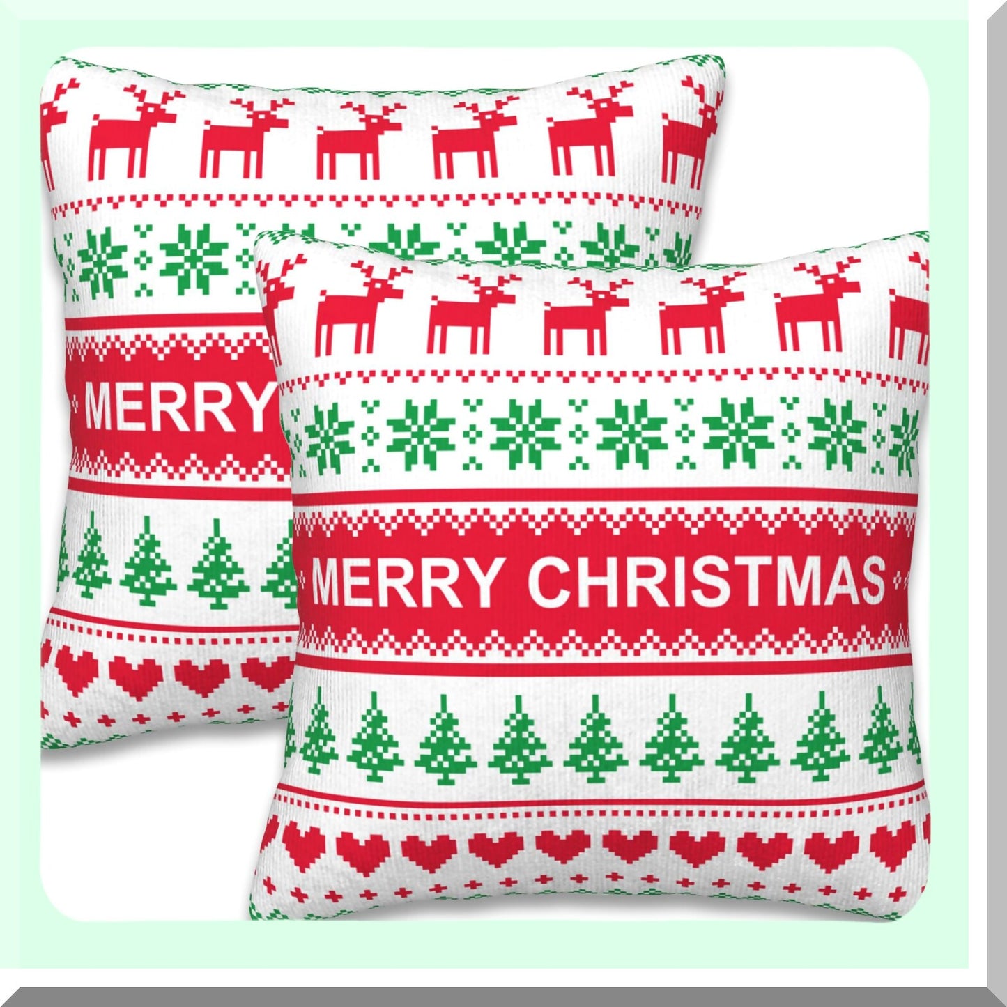 Winter Wonderland Sweater Pillow Covers - Set of 2 Holiday Cushion Cases for Farmhouse Home Decor - 18x18 Outdoor Indoor Couch Accessories