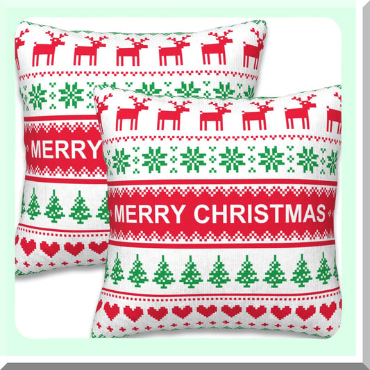 Winter Wonderland Sweater Pillow Covers - Set of 2 Holiday Cushion Cases for Farmhouse Home Decor - 18x18 Outdoor Indoor Couch Accessories