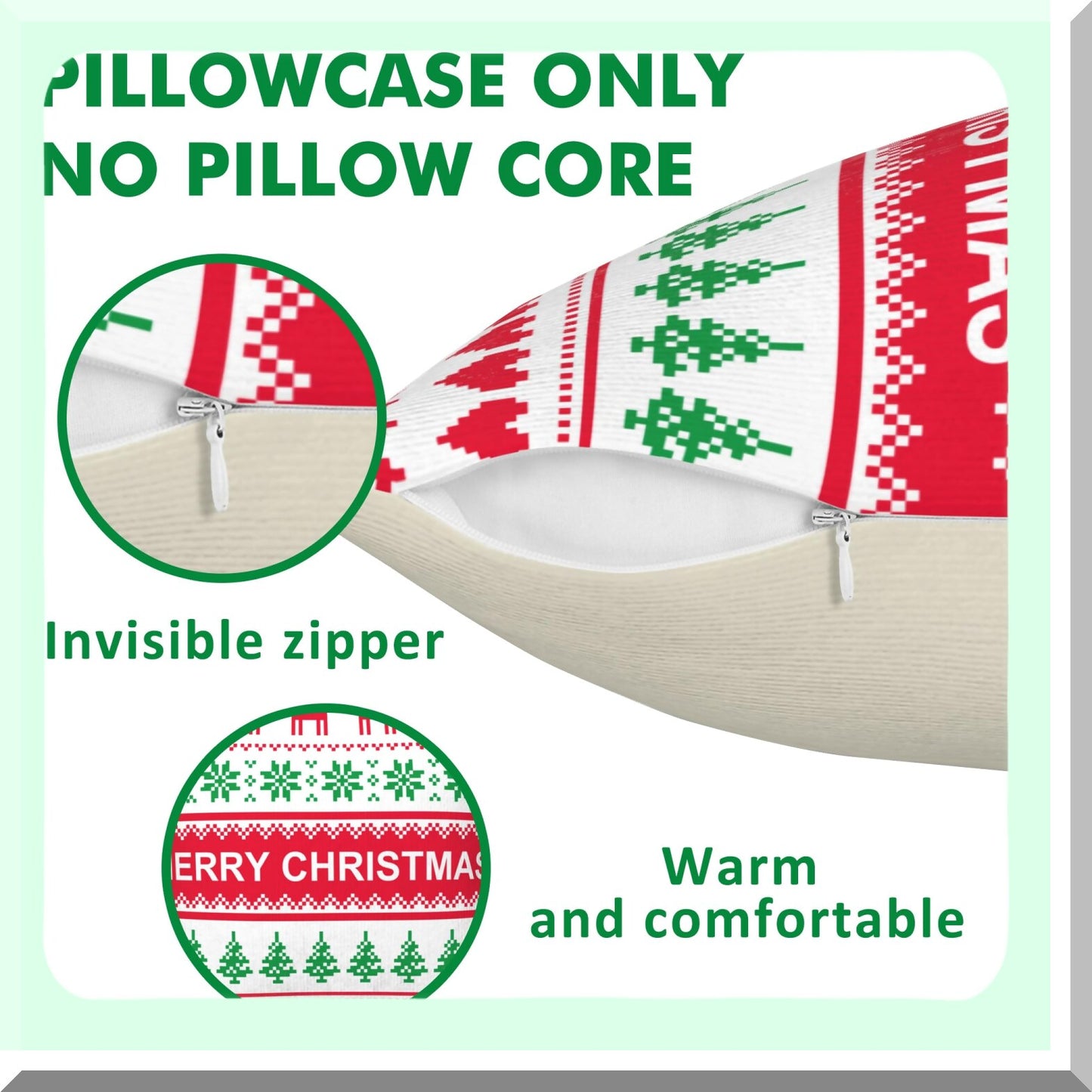 Winter Wonderland Sweater Pillow Covers - Set of 2 Holiday Cushion Cases for Farmhouse Home Decor - 18x18 Outdoor Indoor Couch Accessories