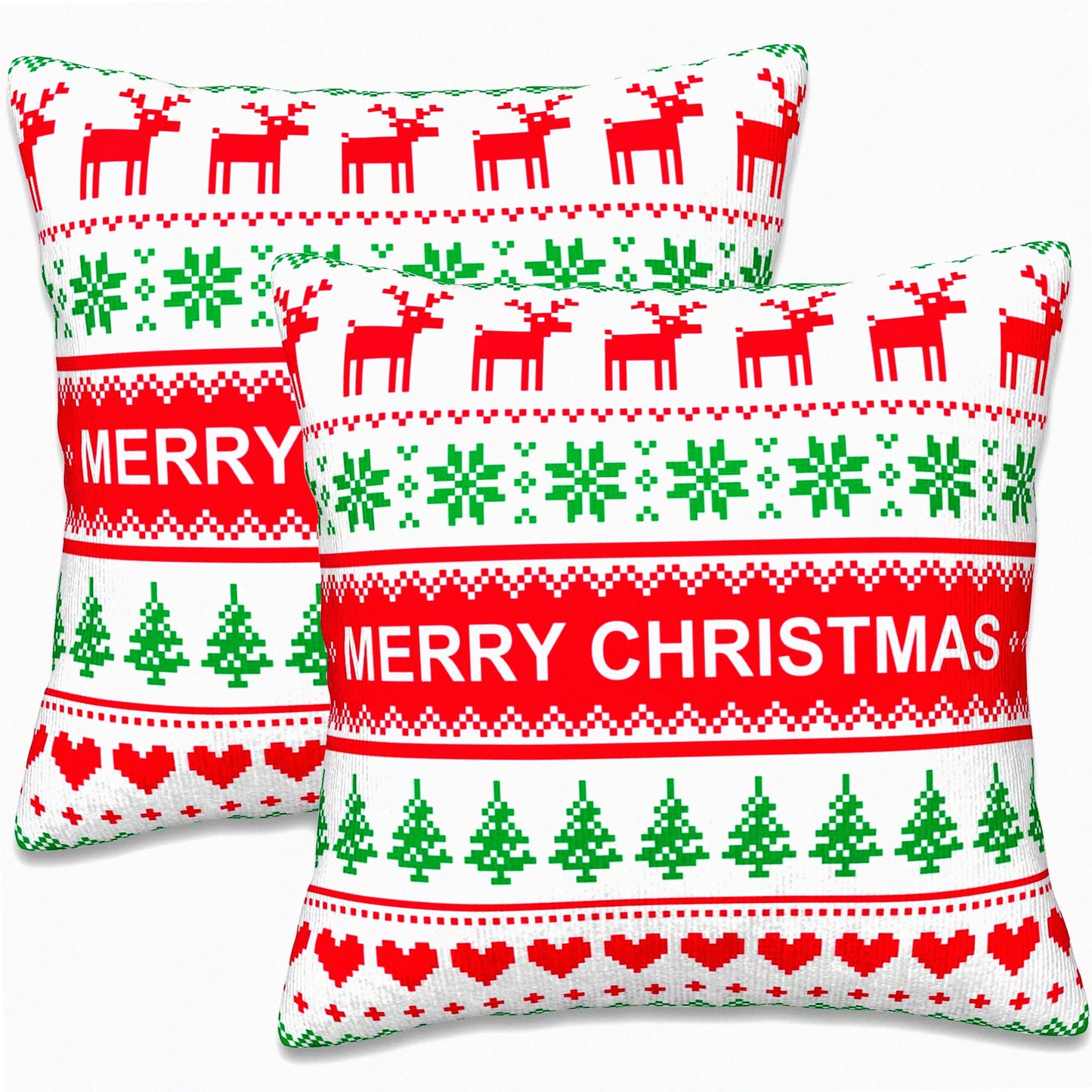 Winter Wonderland Sweater Pillow Covers - Set of 2 Holiday Cushion Cases for Farmhouse Home Decor - 18x18 Outdoor Indoor Couch Accessories