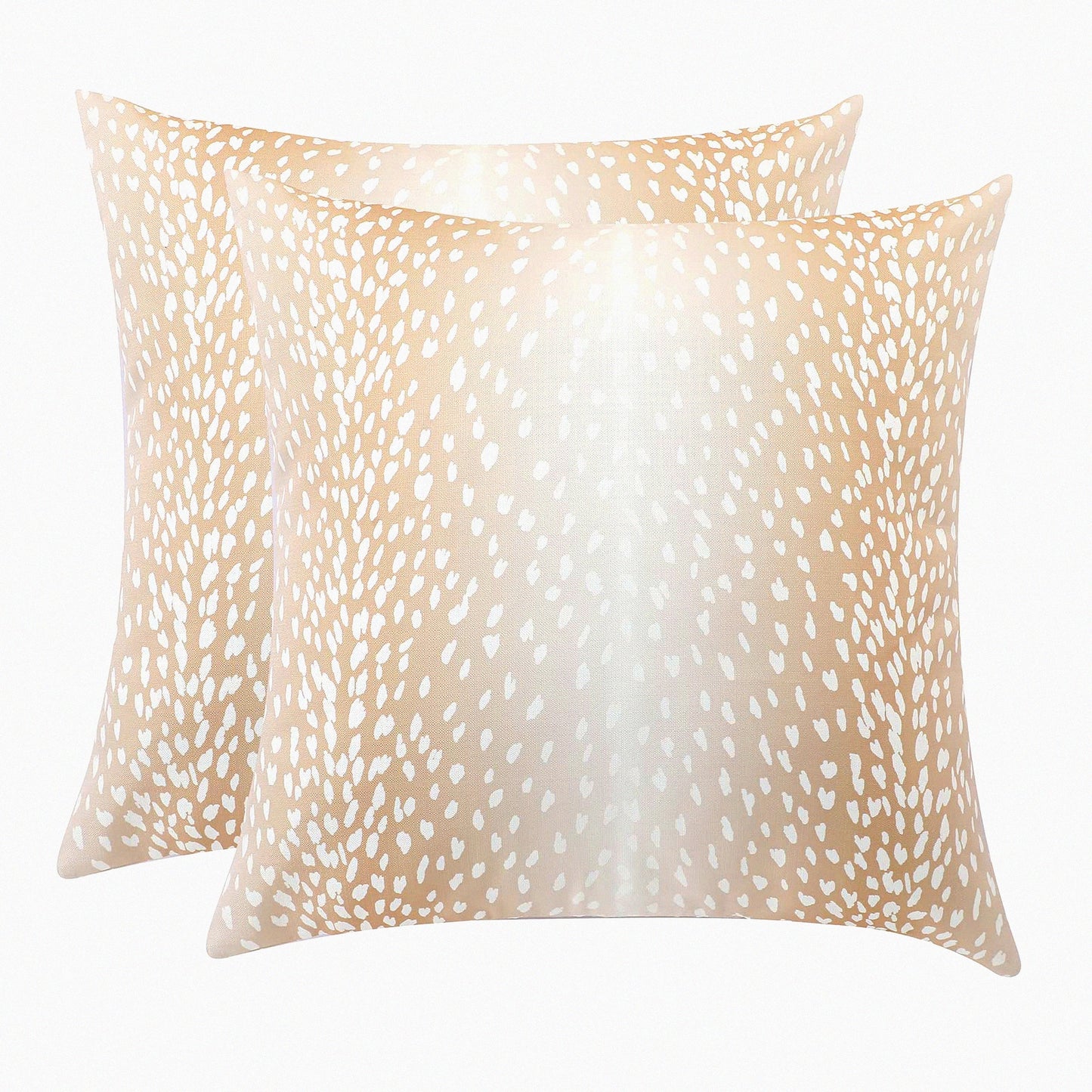 Fawn Linen Antelope Pillow Covers - Set of 2, 26x26 Inch Modern Euro Throw Pillow Cases, Square Neutral Accent Sham for Couch Sofa Bedroom Decor - Beige and White Animal Print Decorative
