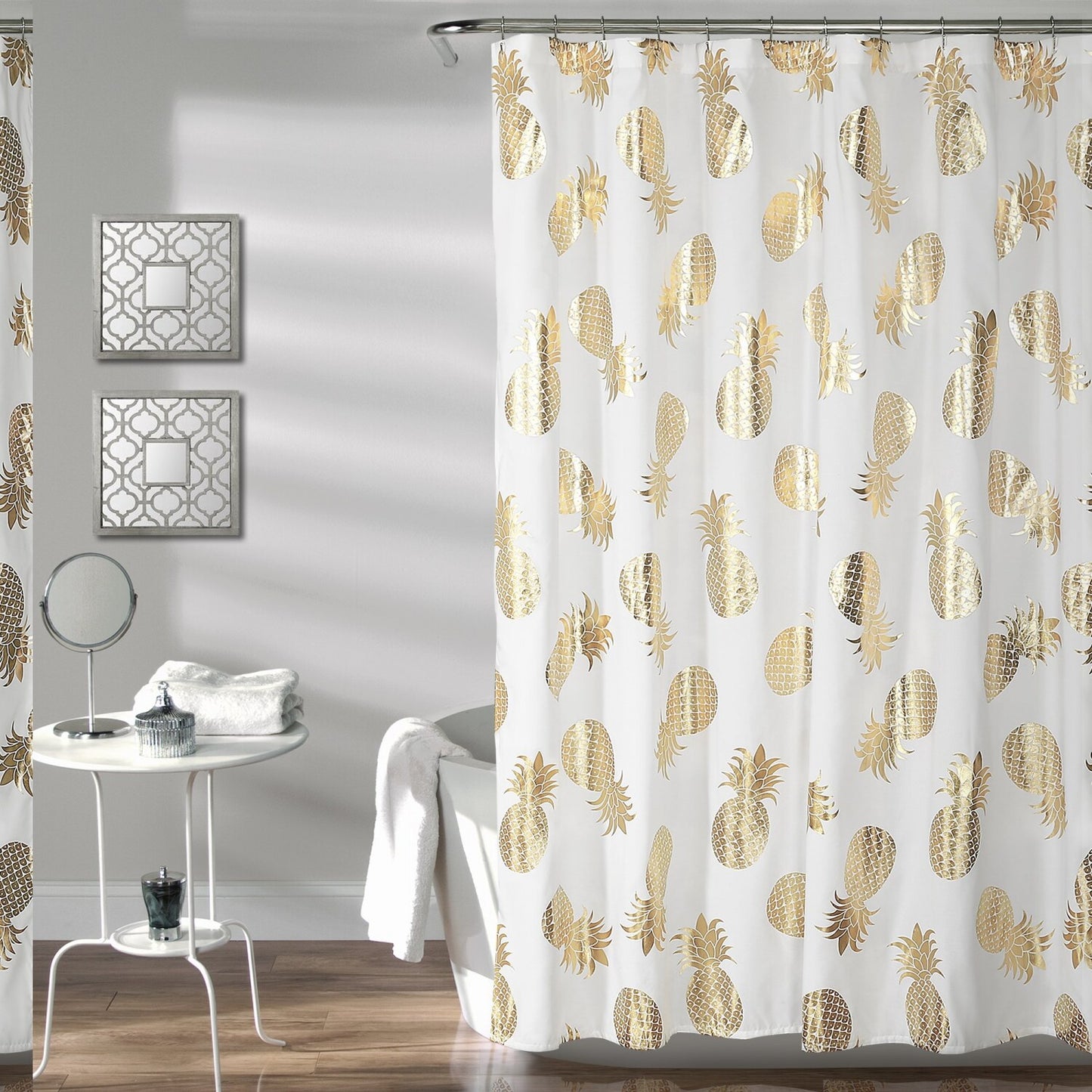 Pineapple Toss Shower Curtain 72x72 Gold