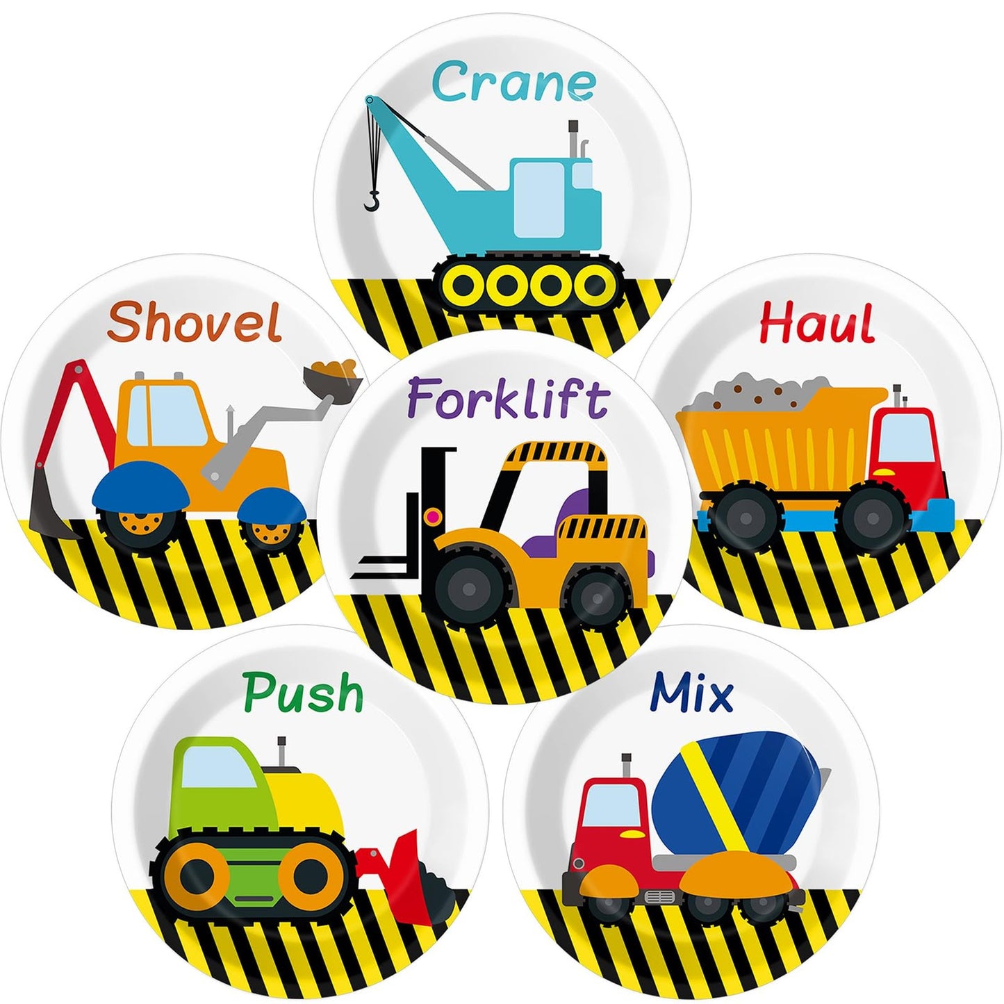 Construction Crew Paper Plates - 48 Pack 7" Excavator Party Supplies for Kids Birthday & Baby Shower. Perfect for Construction Theme Parties!