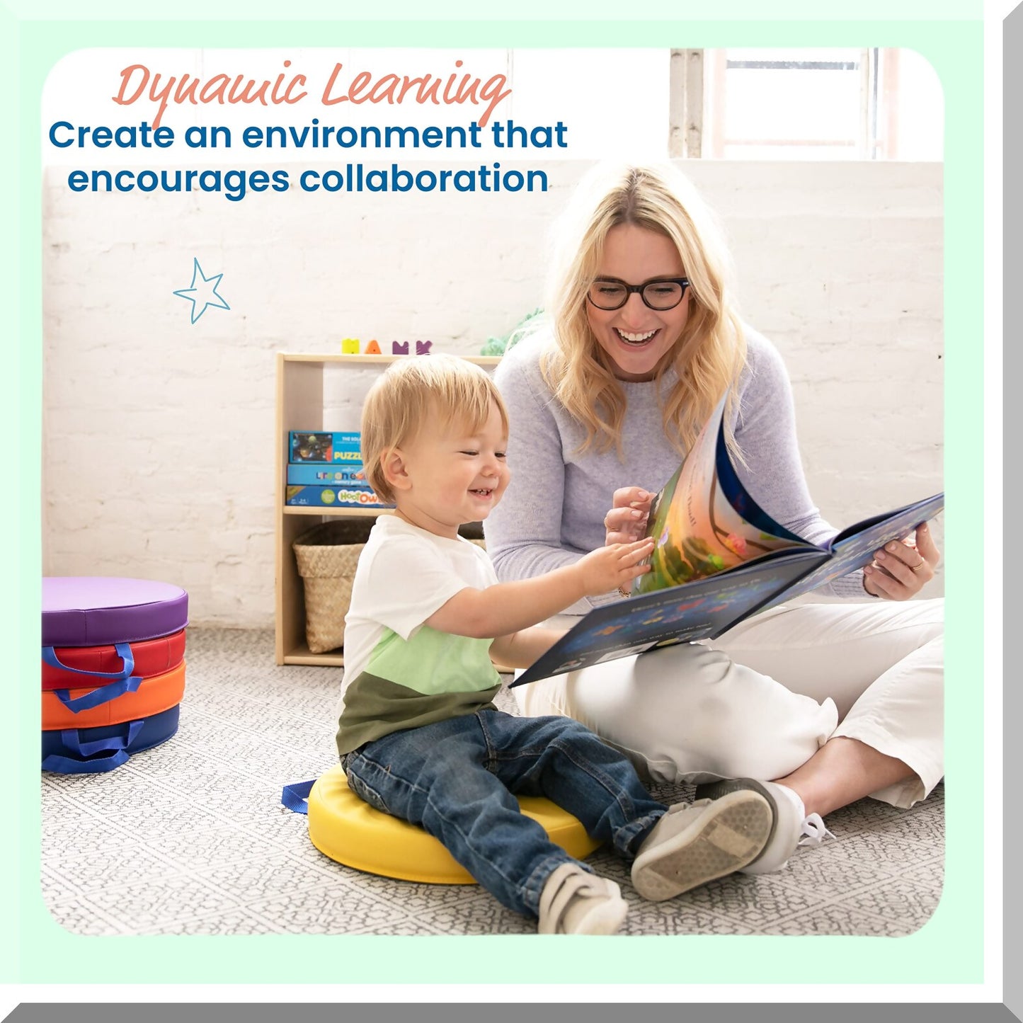 FlexiRound SeatZones - Set of 6 Assorted Soft Floor Cushions for Flexible Seating