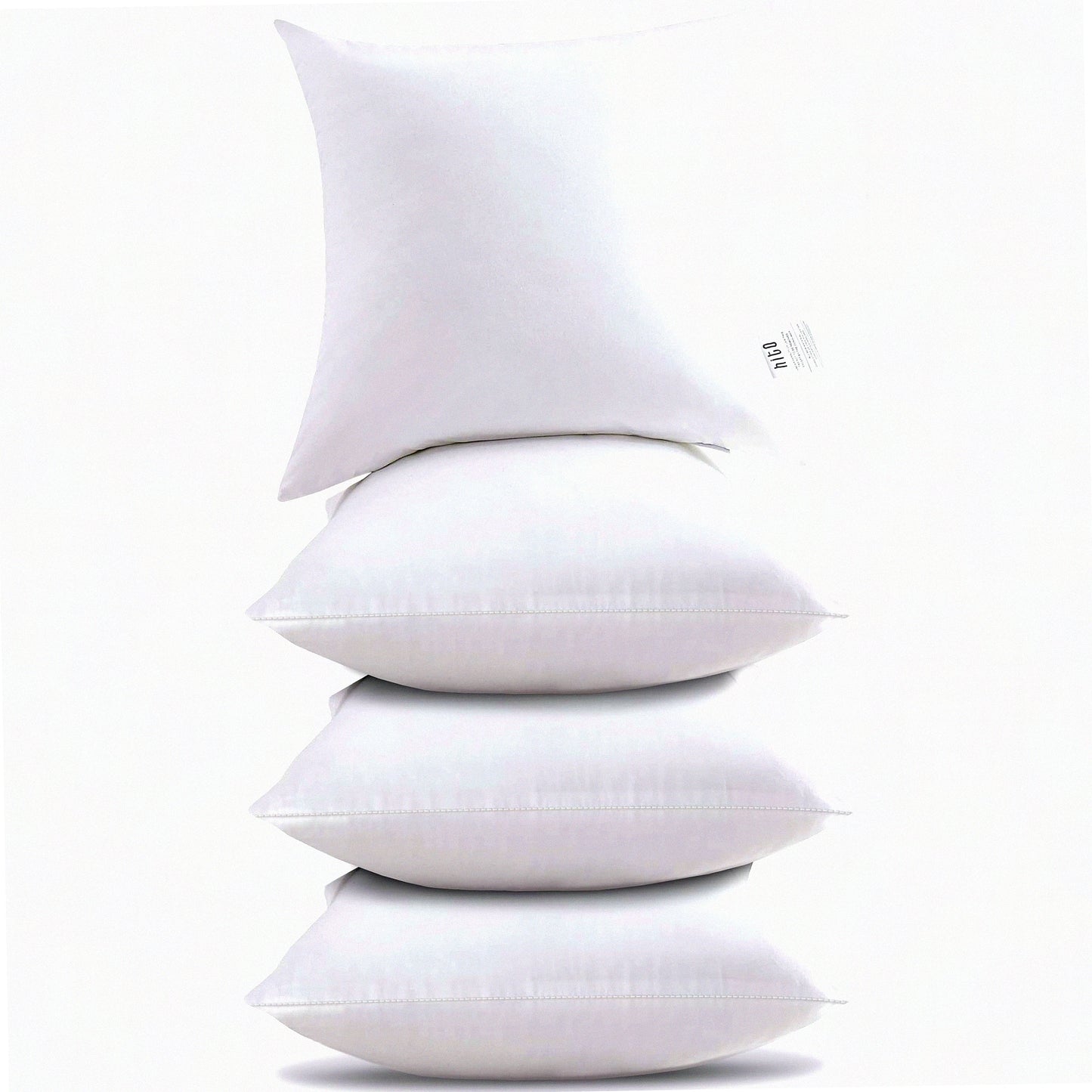 Premium Comfort 18x18 Pillow Inserts - Set of 4, White - Soft Polyester Filling, 100% Cotton Cover - Throw Pillows for Couch, Bed, Sofa - Plush Home Decor
