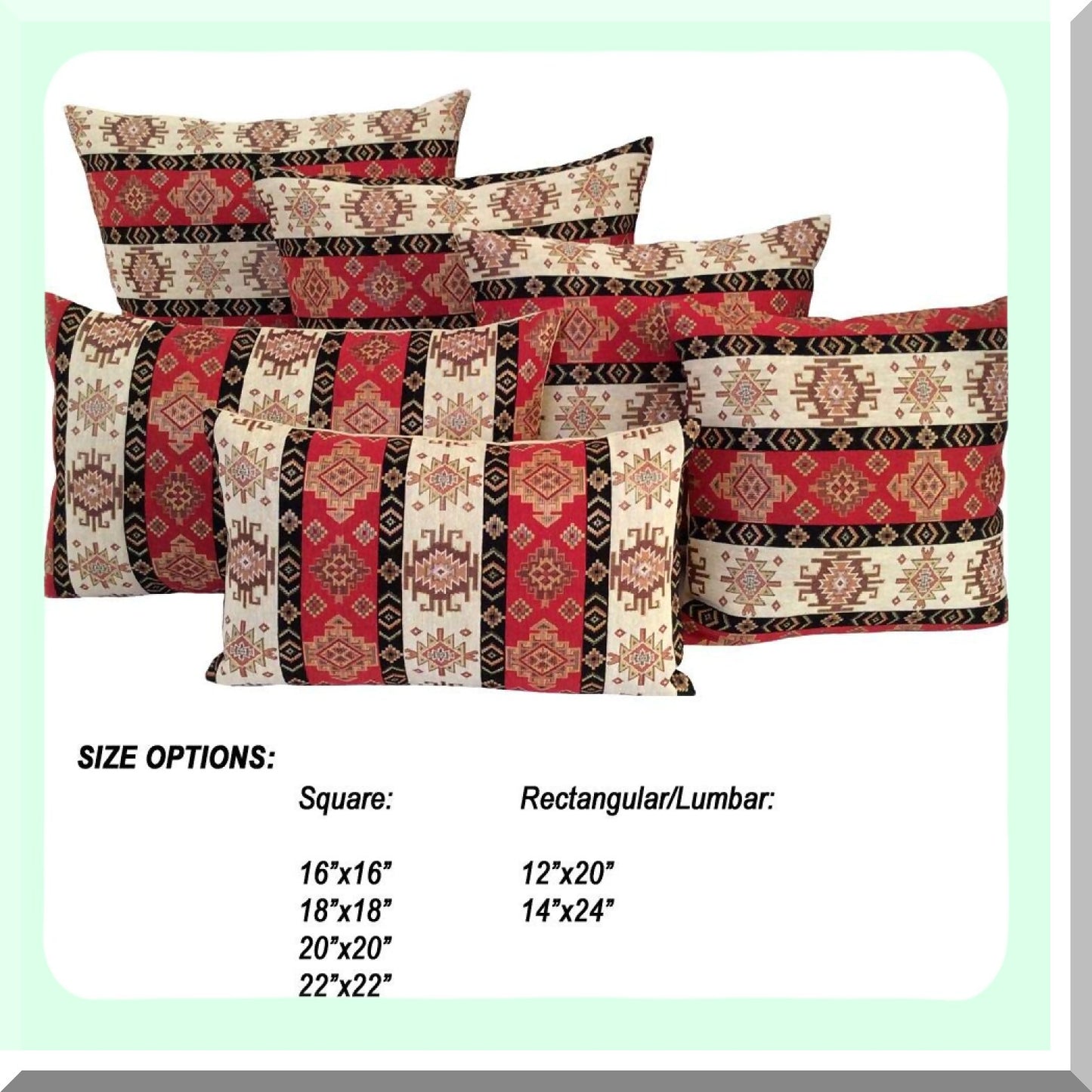 Boho Chic Kilim Red Cream Pillow Cover - 22x22 Inch Decorative Cushion Case for Farmhouse, Moroccan Bohemian Room Decor, Sofa Patio Accent